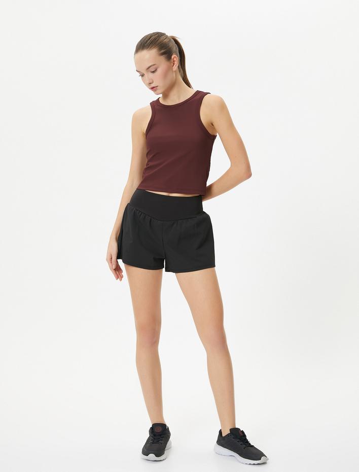  Basic Spor Atlet Bisiklet Yaka Fitilli Slim Fit