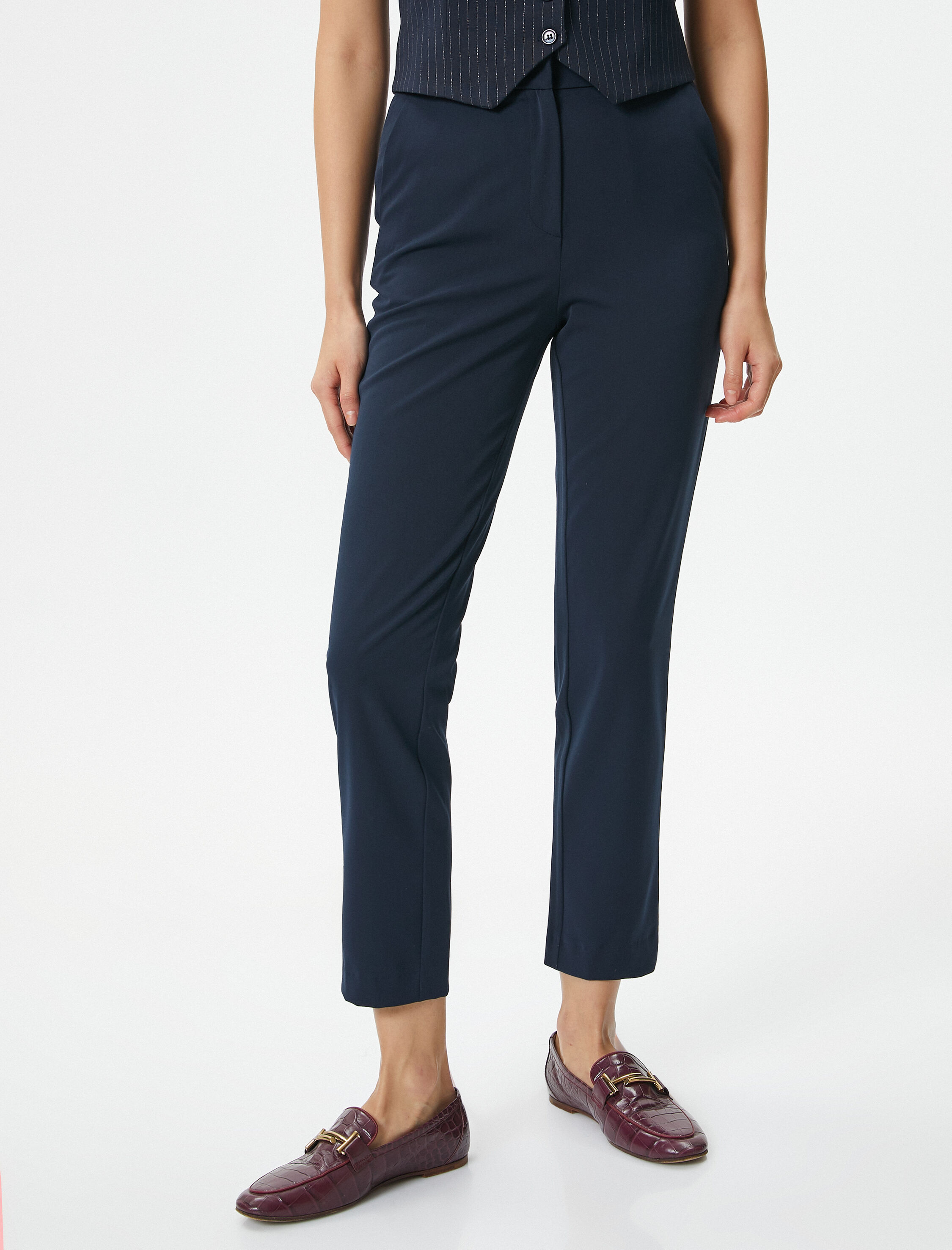   Kumaş Cigarette Pantolon Cepli Yüksek Bel