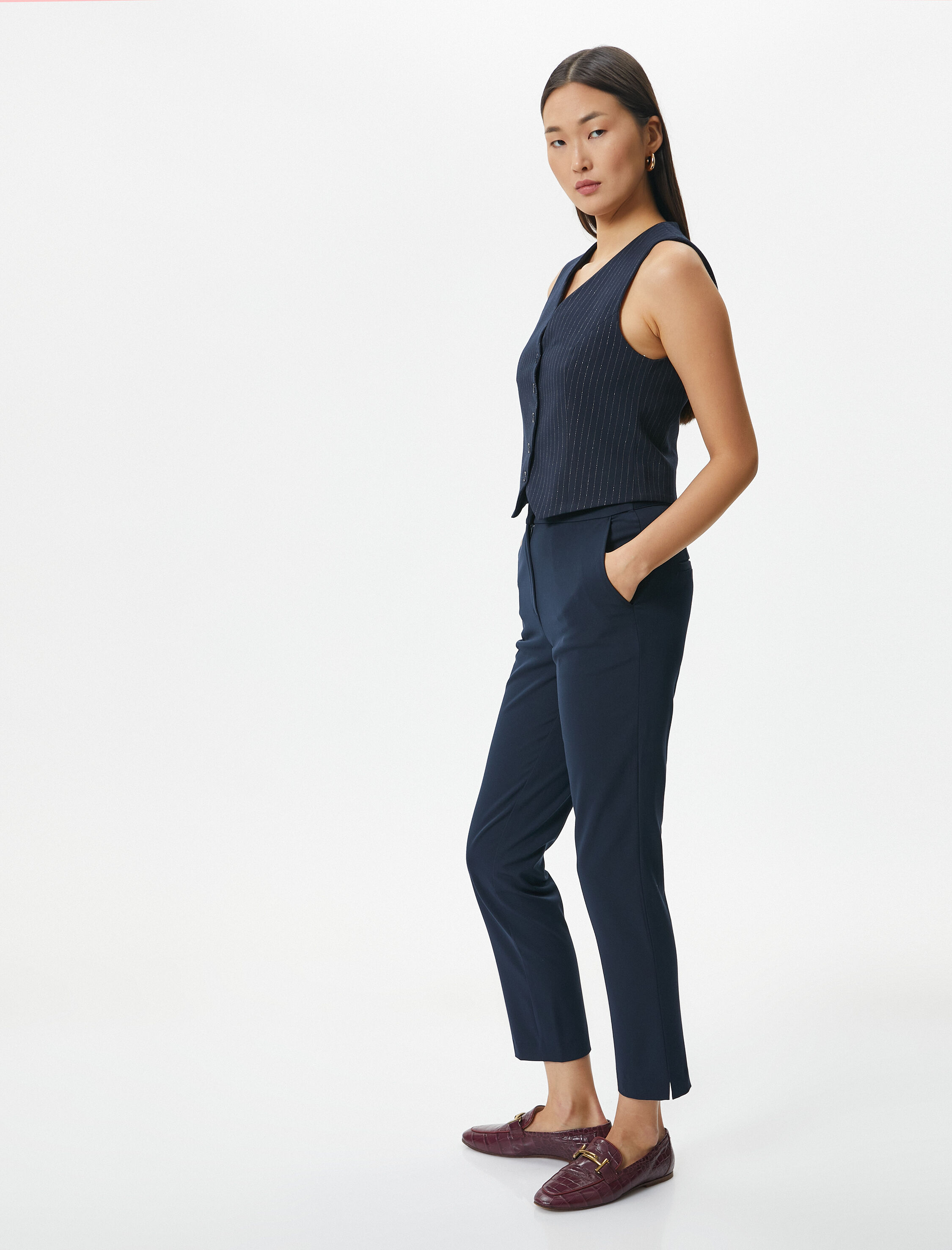   Kumaş Cigarette Pantolon Cepli Yüksek Bel