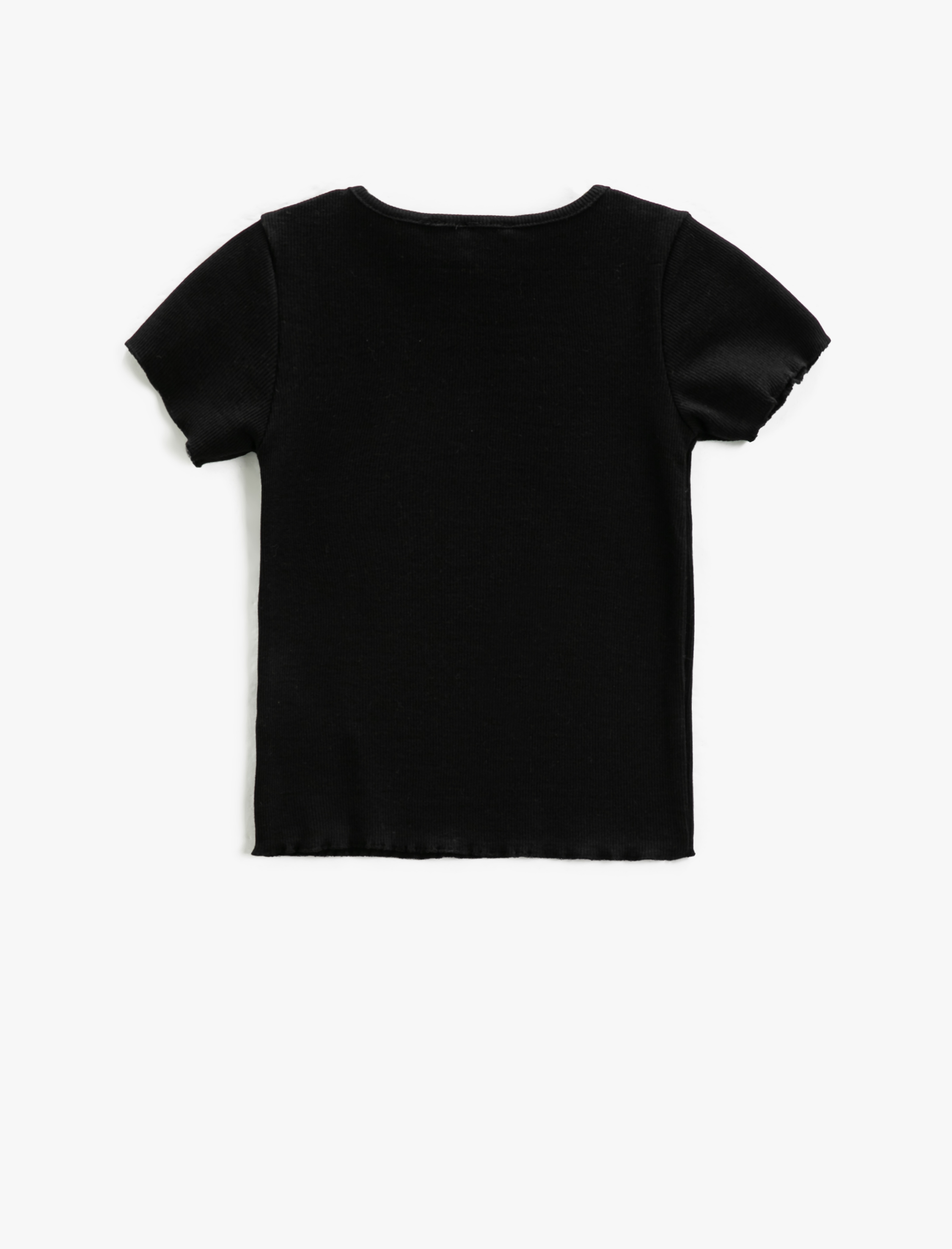 Kız Çocuk Basic Tişört Slim Fit Kısa Kollu Bisiklet Yaka Ribanalı