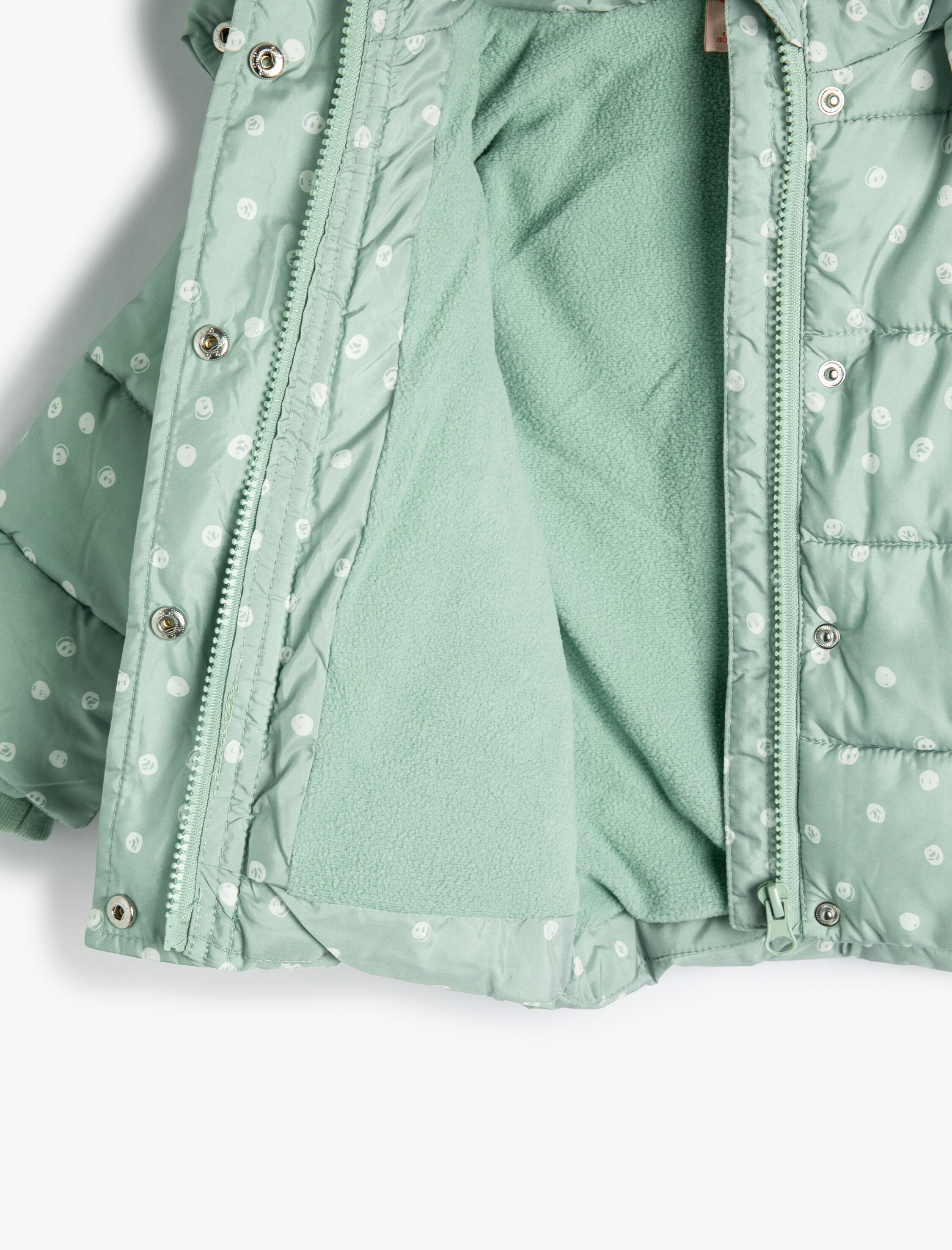  Kız Bebek Kapşonlu Şişme Mont Puantiyeli Fermuarlı Rüzgar Kapaklı