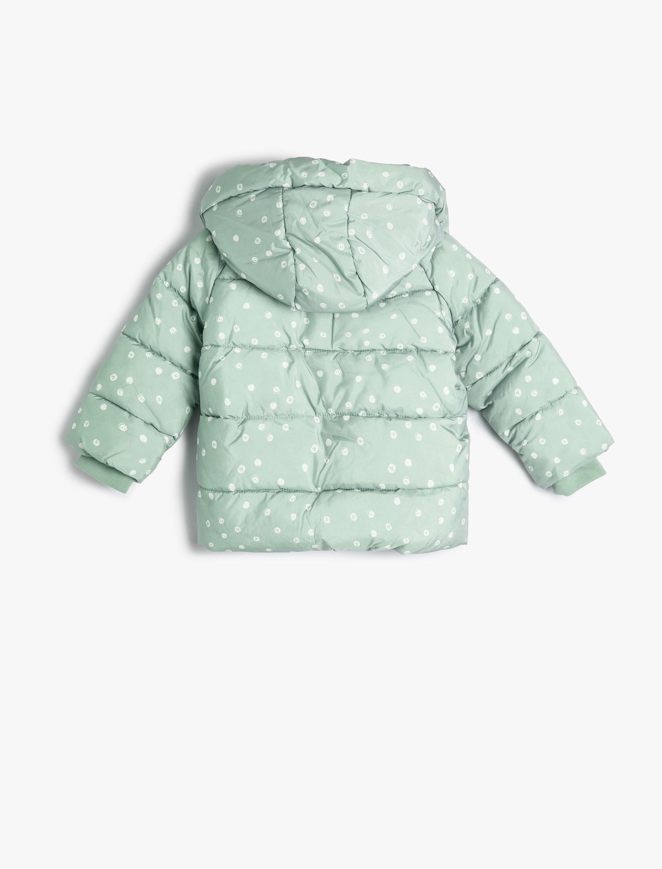  Kız Bebek Kapşonlu Şişme Mont Puantiyeli Fermuarlı Rüzgar Kapaklı