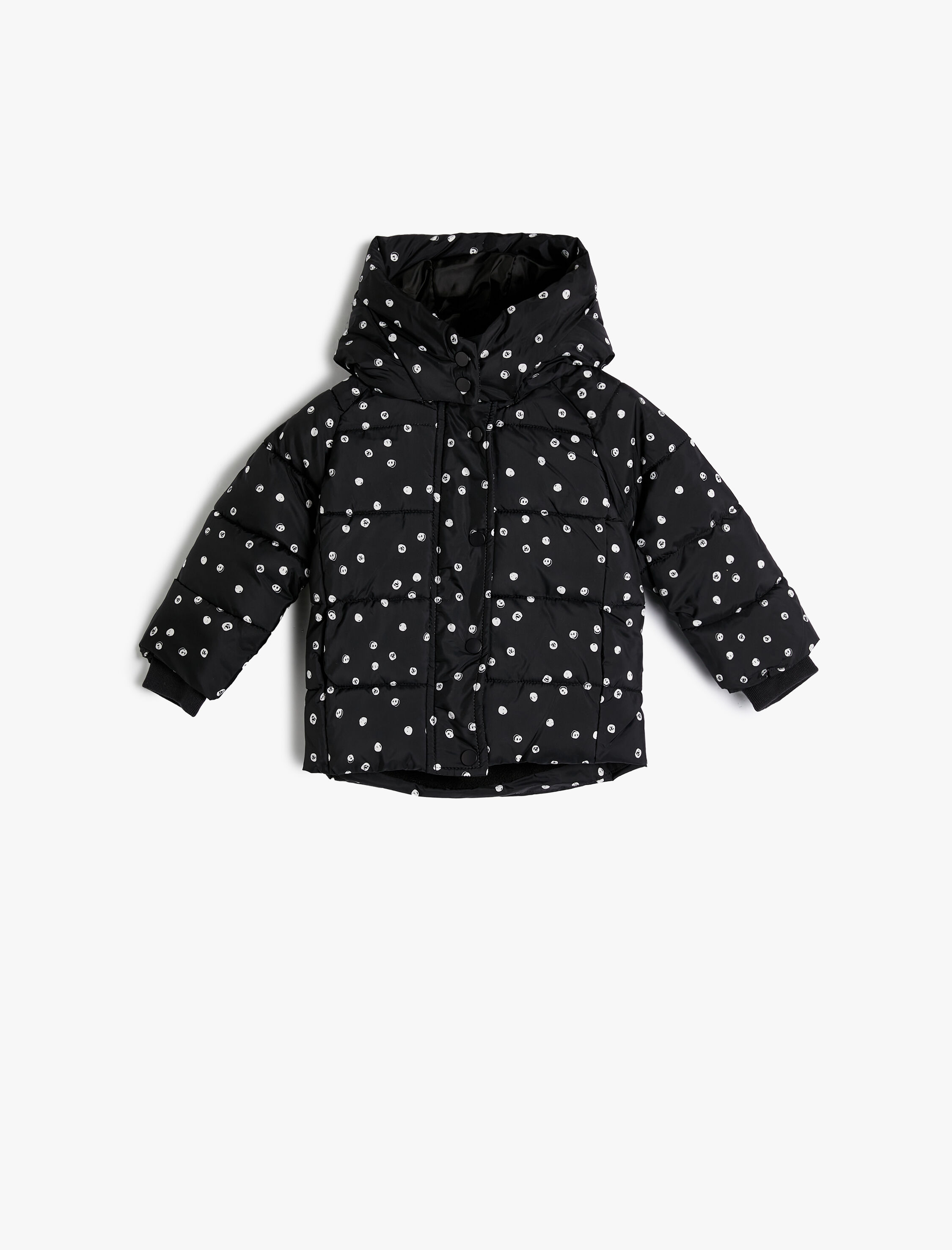  Kız Bebek Kapşonlu Şişme Mont Puantiyeli Fermuarlı Rüzgar Kapaklı