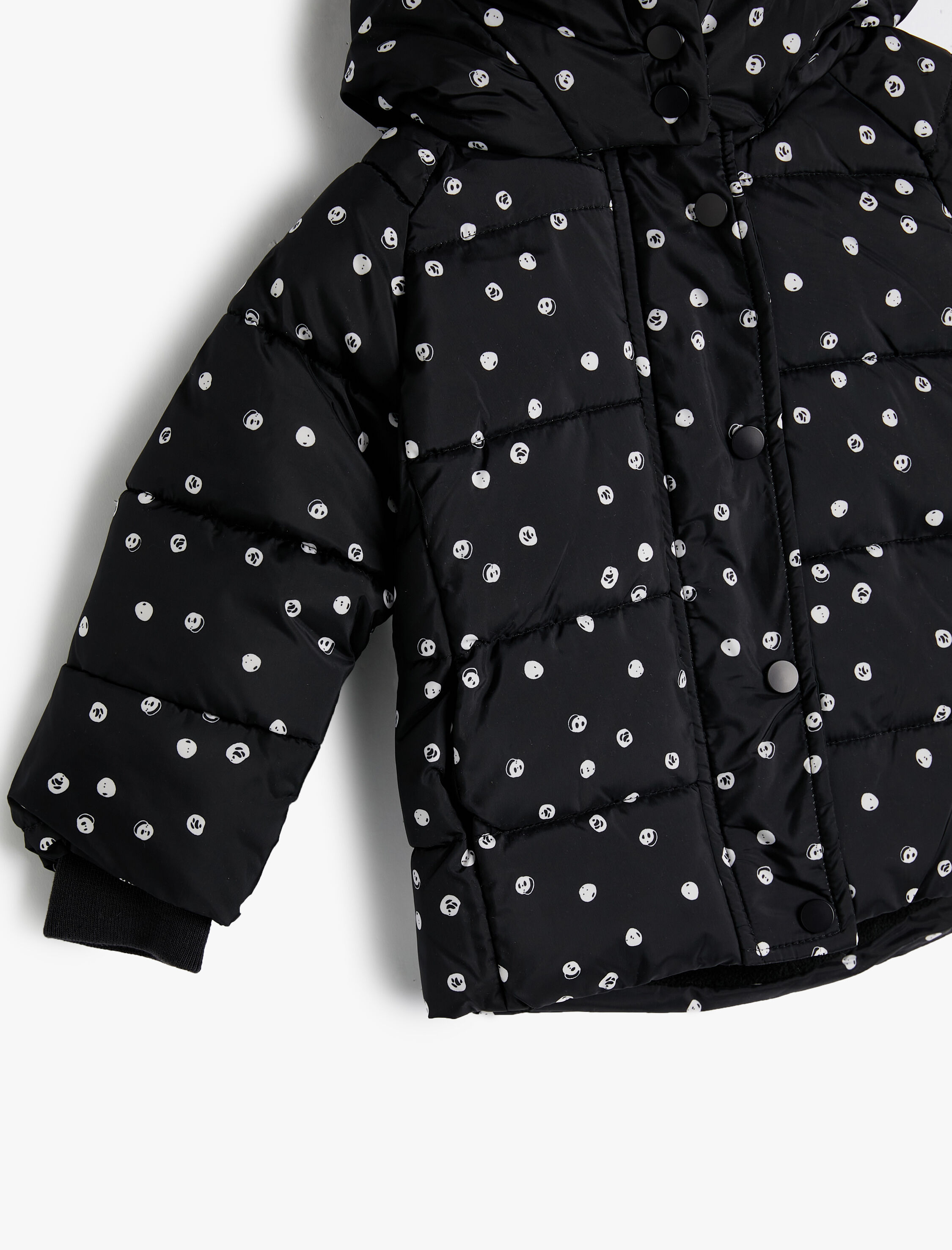  Kız Bebek Kapşonlu Şişme Mont Puantiyeli Fermuarlı Rüzgar Kapaklı