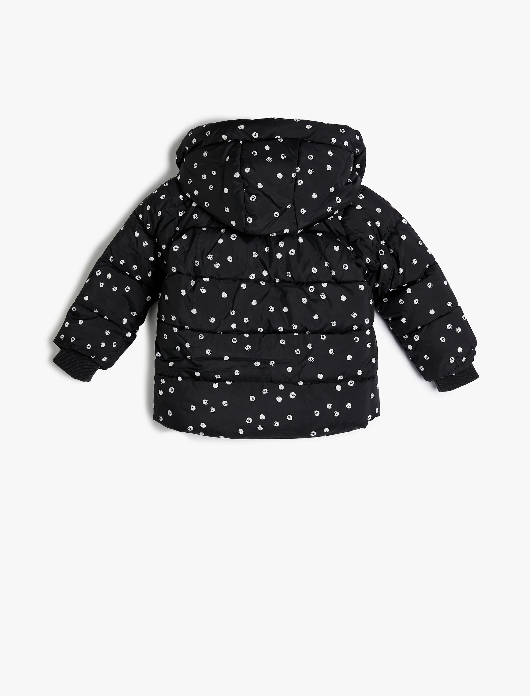  Kız Bebek Kapşonlu Şişme Mont Puantiyeli Fermuarlı Rüzgar Kapaklı