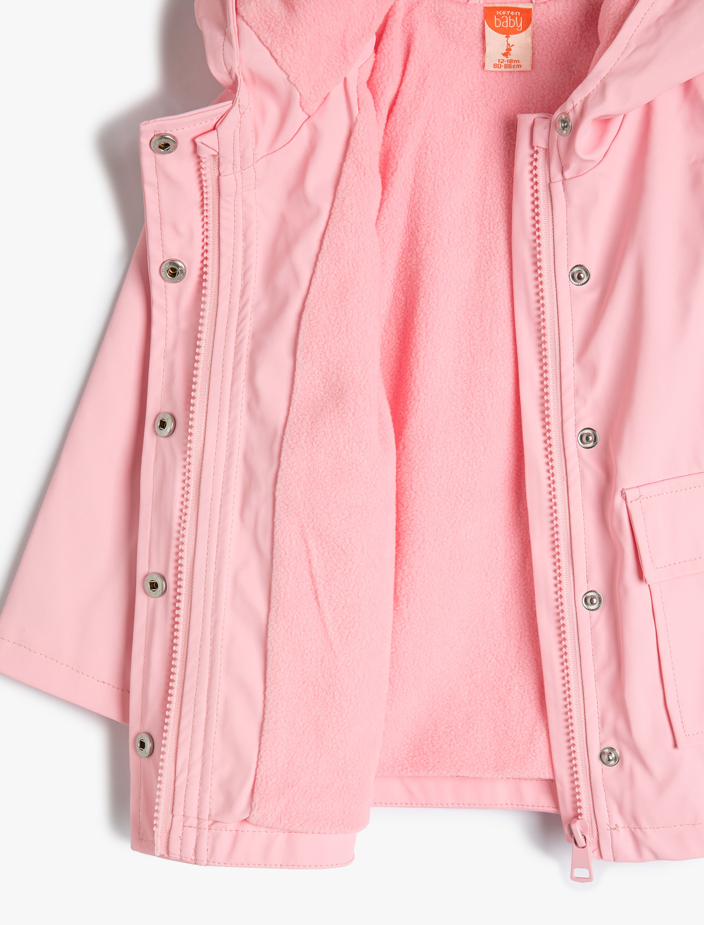  Kız Bebek Kapşonlu Kaban Cepli Rüzgar Kapaklı Çıtçıt Kapamalı