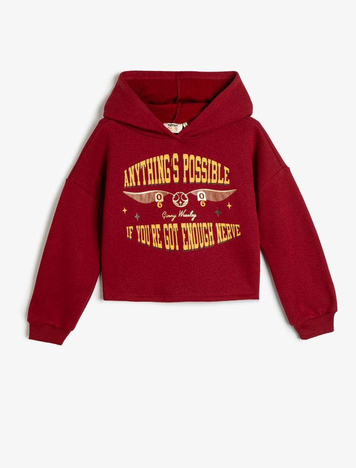 Kız Çocuk Harry Potter Kapşonlu Sweat Lisanslı Uzun Kollu Şardonlu