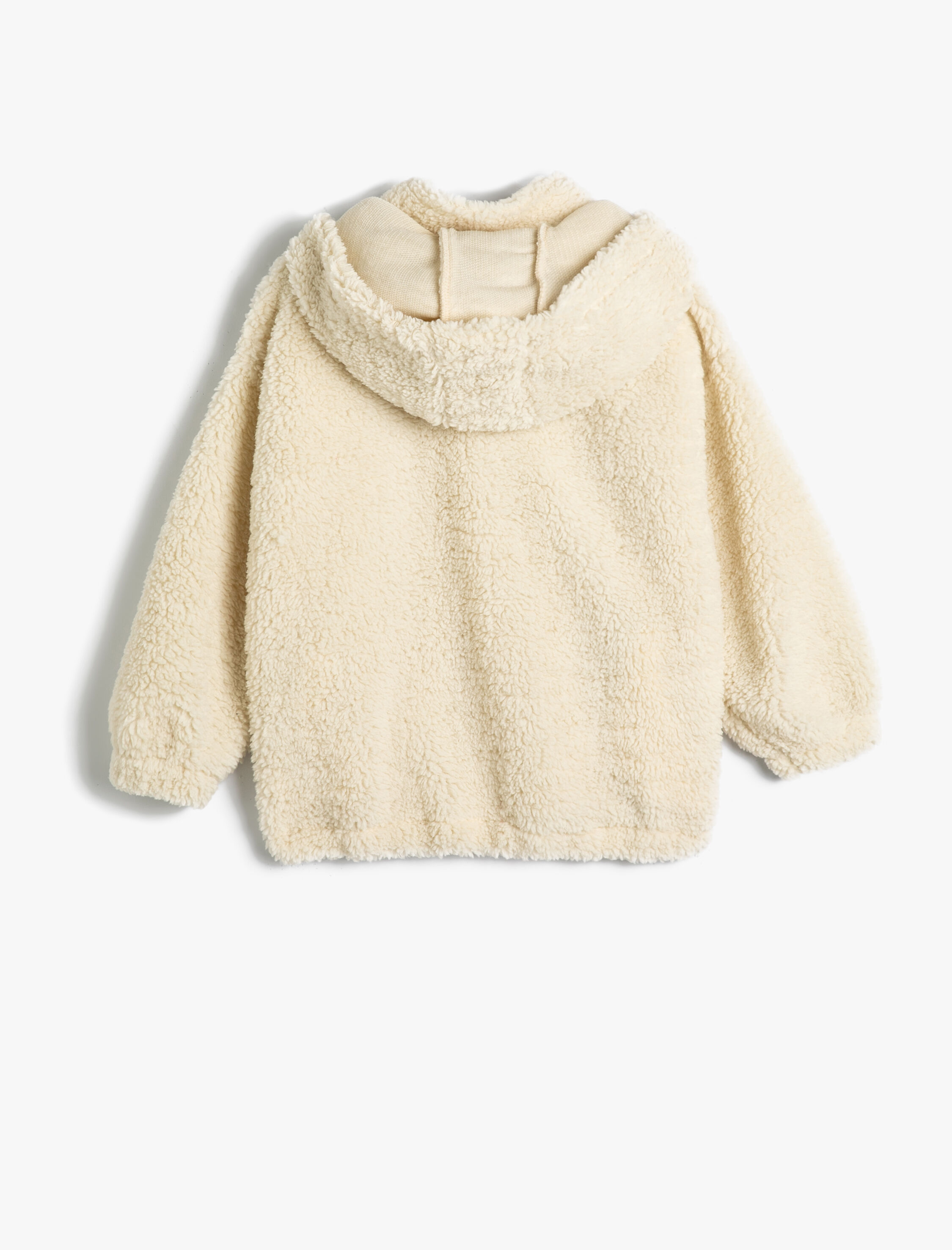  Kız Çocuk Peluş Kapşonlu Sweat Dik Yaka Fermuarlı Cepli Uzun Kollu