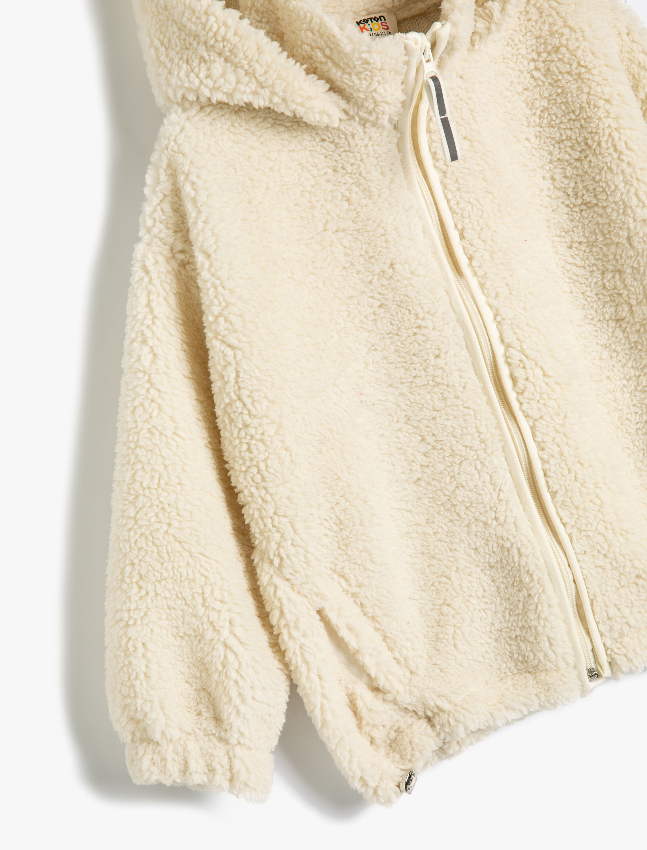  Kız Çocuk Peluş Kapşonlu Sweat Dik Yaka Fermuarlı Cepli Uzun Kollu