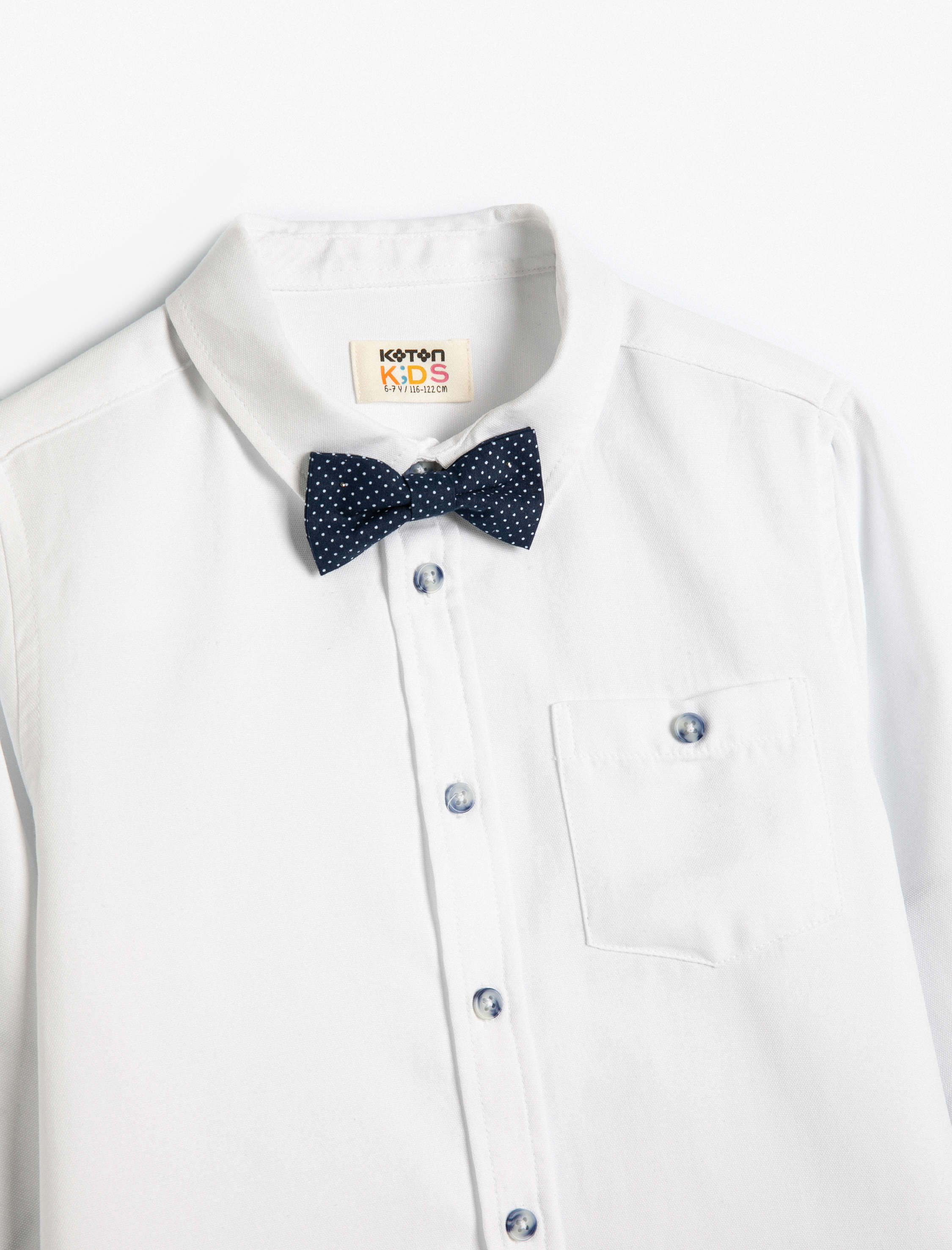  Erkek Çocuk Papyonlu Uzun Kollu Gömlek Cep Detaylı