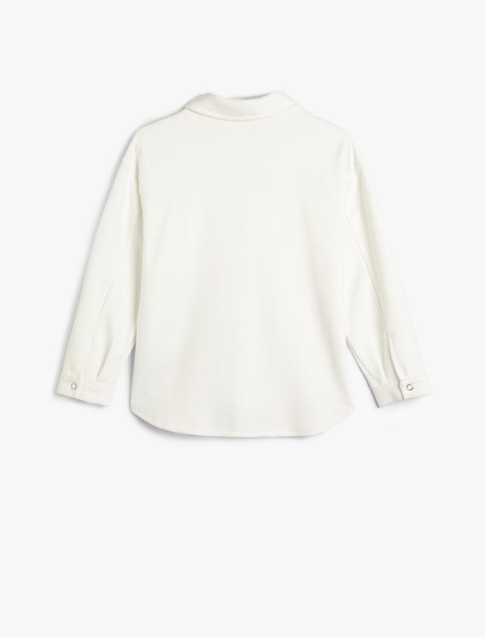 Kız Çocuk Fitilli Kadife Gömlek Cepli Çıt Çıt Düğme Detaylı