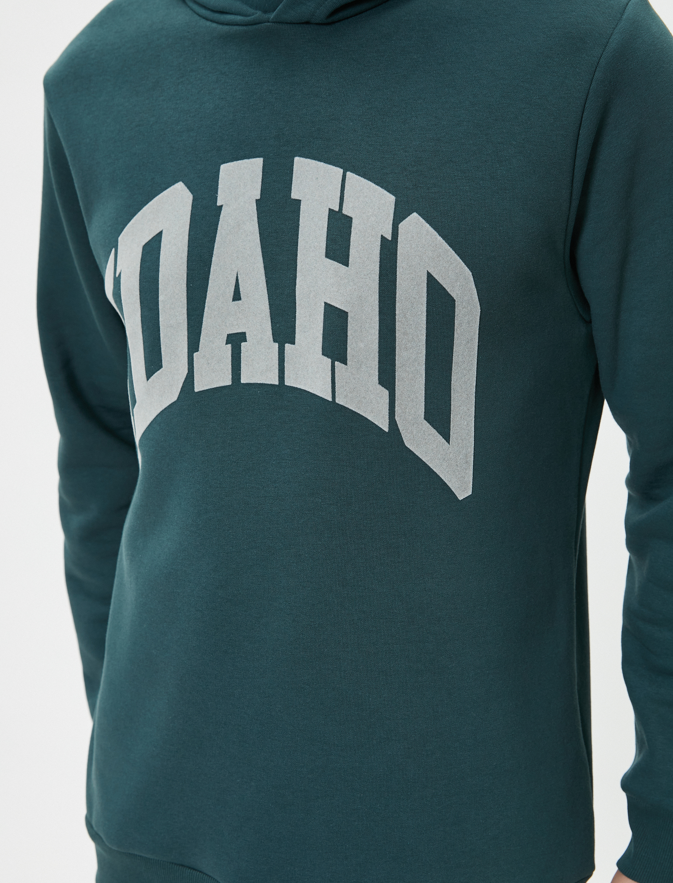   Kapşonlu Sweatshirt Slogan Baskılı Uzun Kollu Ribanalı Şardonlu