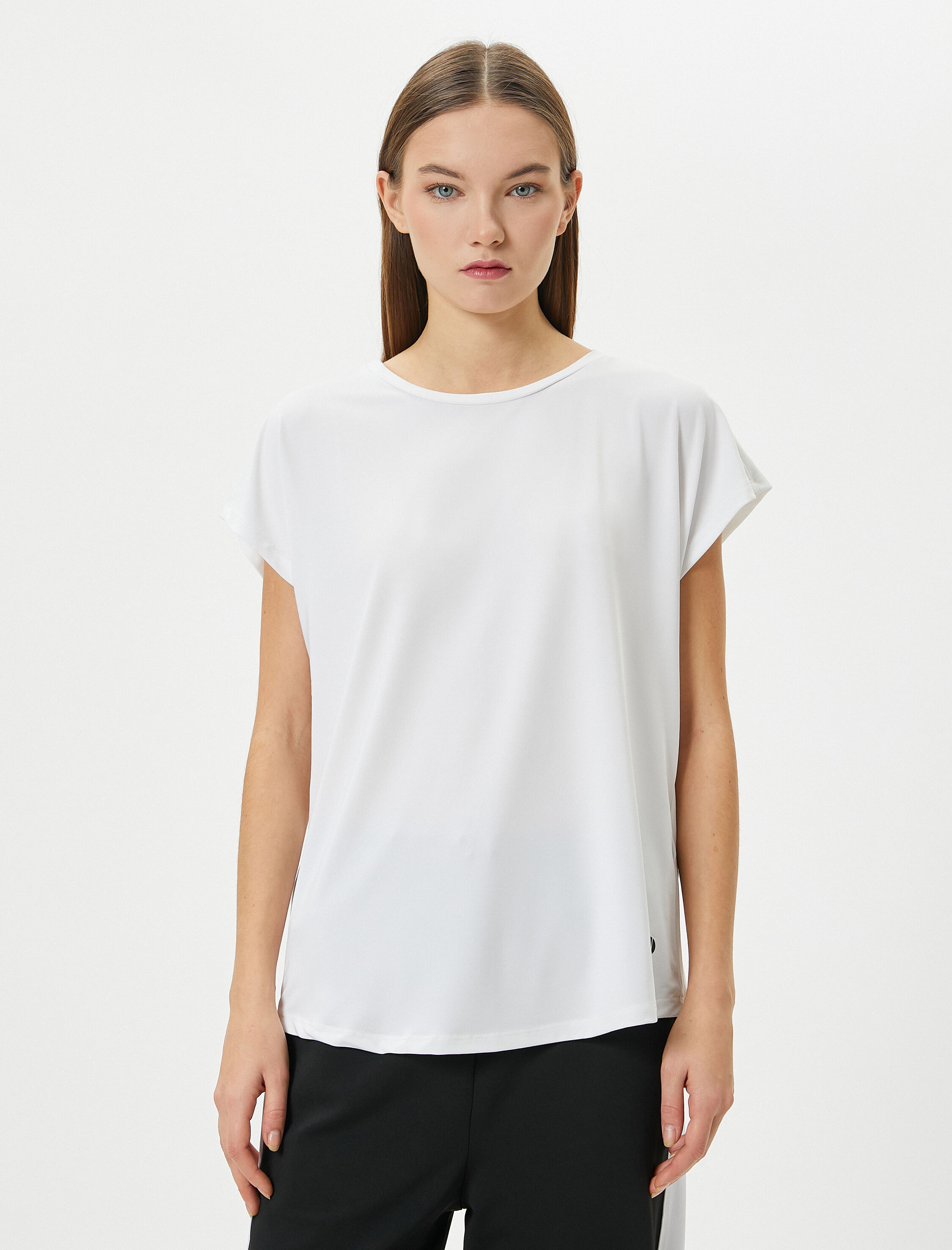   Basic Spor Tişört Kısa Kollu Bisiklet Yaka Rahat Kalıp