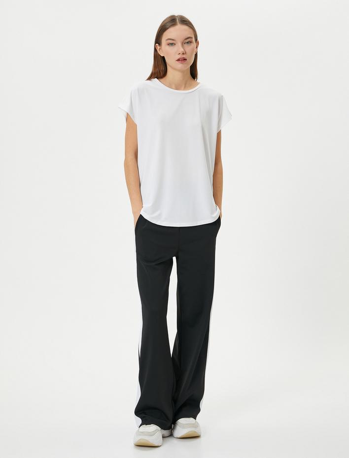  Basic Spor Tişört Kısa Kollu Bisiklet Yaka Rahat Kalıp