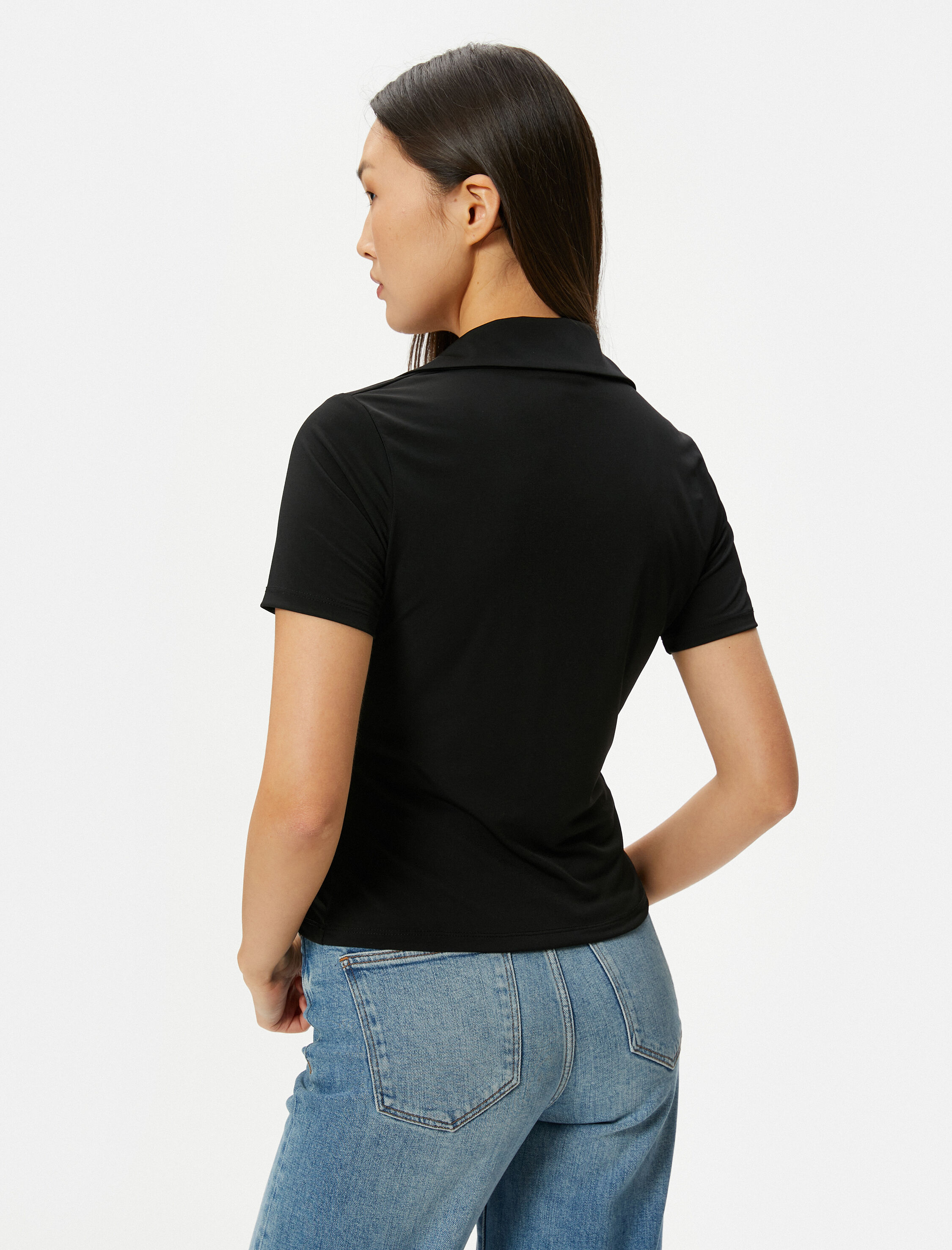   Kısa Kollu Gömlek Drapeli Düğmeli