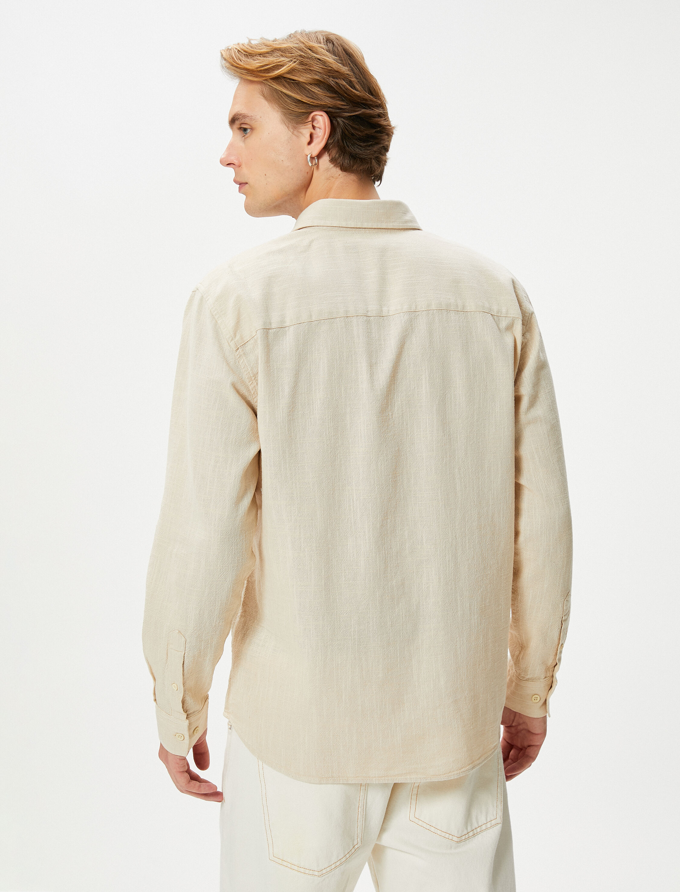   Basic Gömlek Klasik Yaka Düğmeli Uzun Kollu Pamuklu Regular Fit