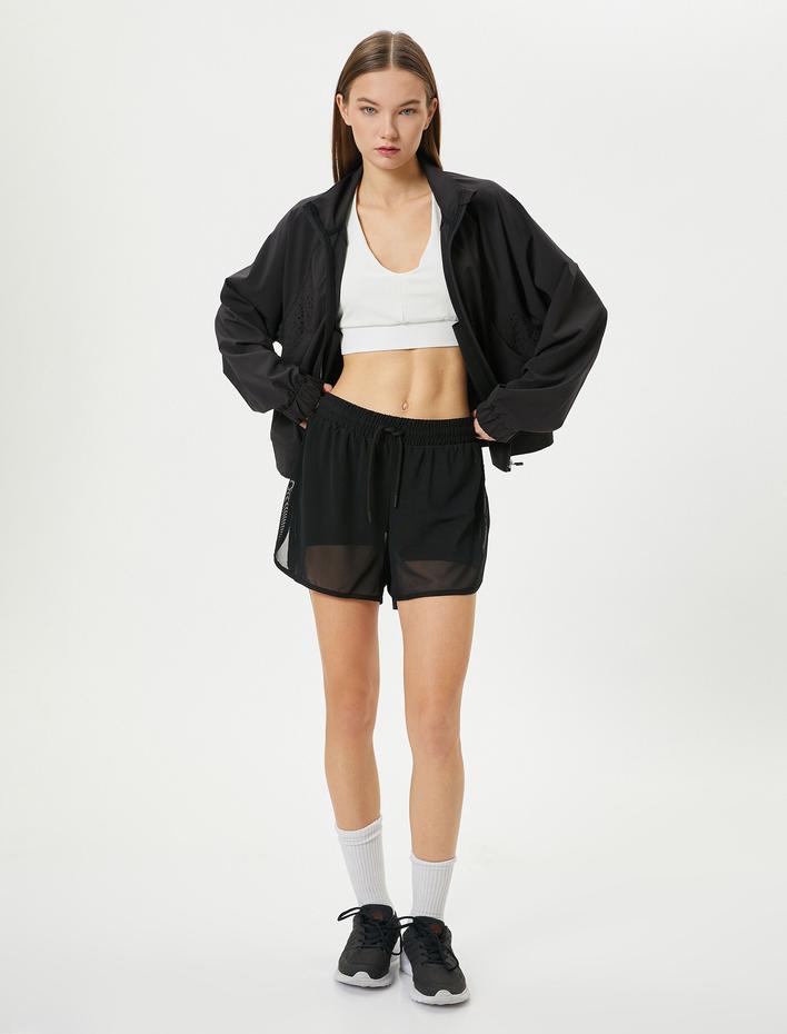  Spor Ceket Fermuarlı Dik Yaka Cepli Uzun Kollu