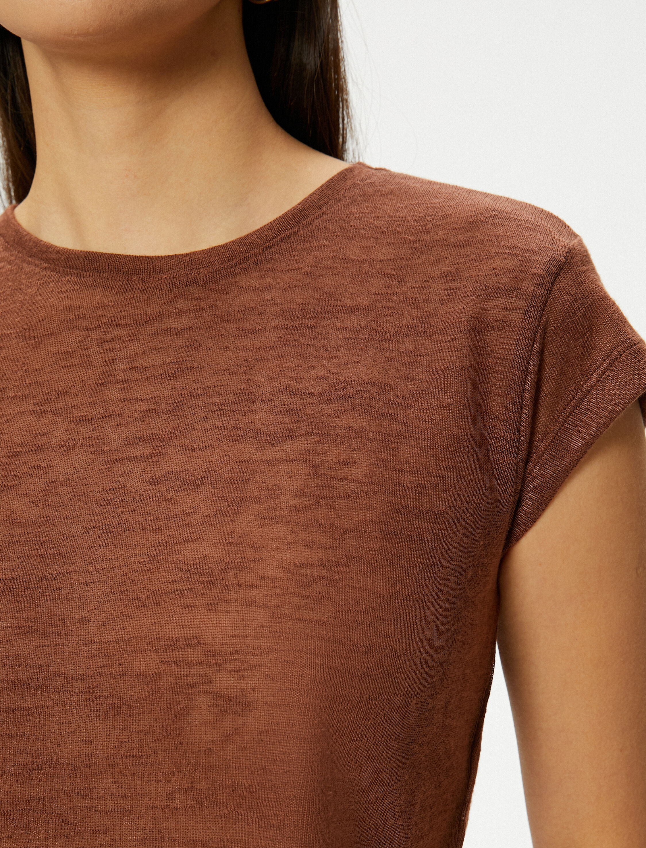   Kısa Kollu Slim Fit Bisiklet Yaka Yarı Transparan Crop Tişört