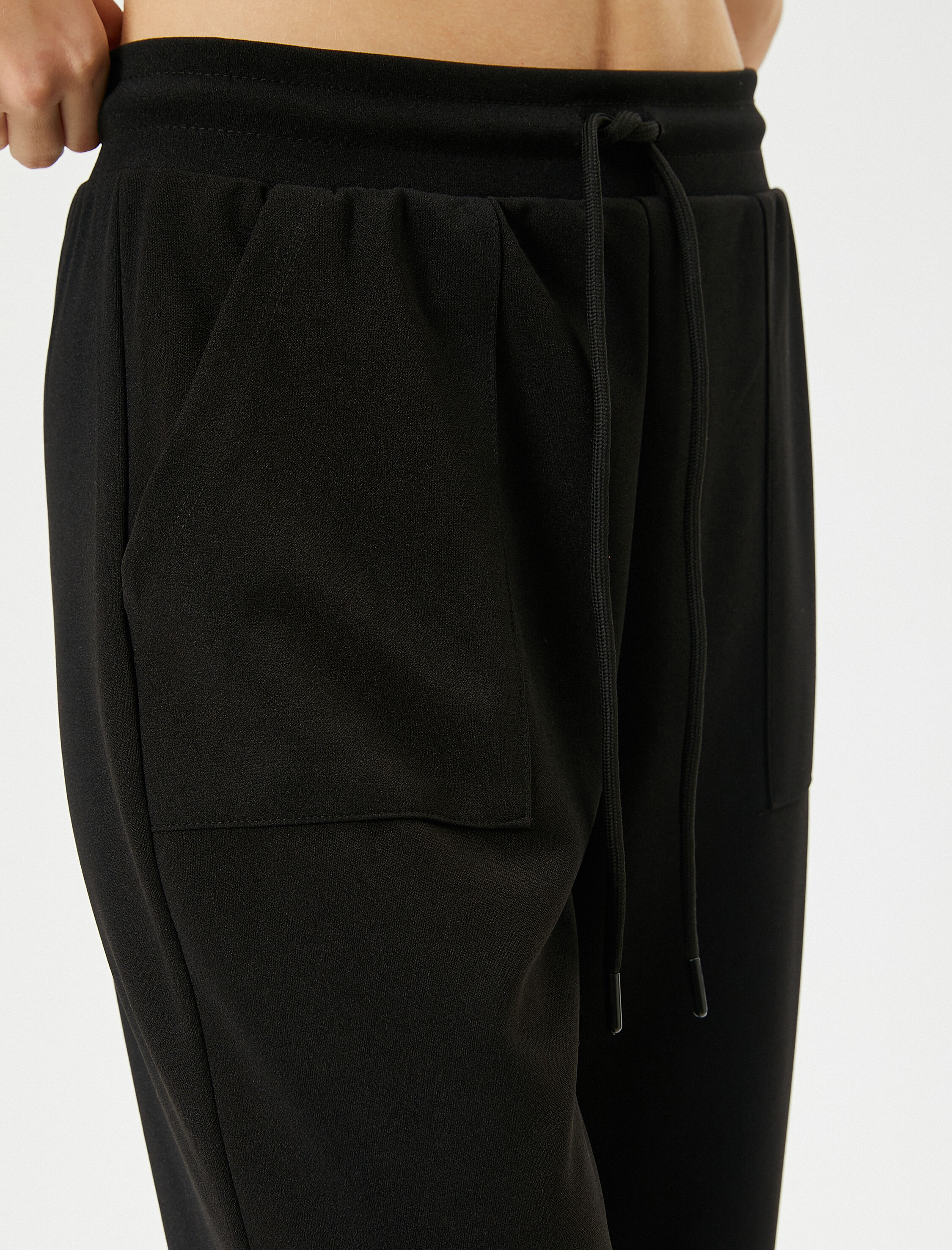   Spor Jogger Eşofman Altı Rahat Kalıp Yüksek Beli Bağlamalı Cepli