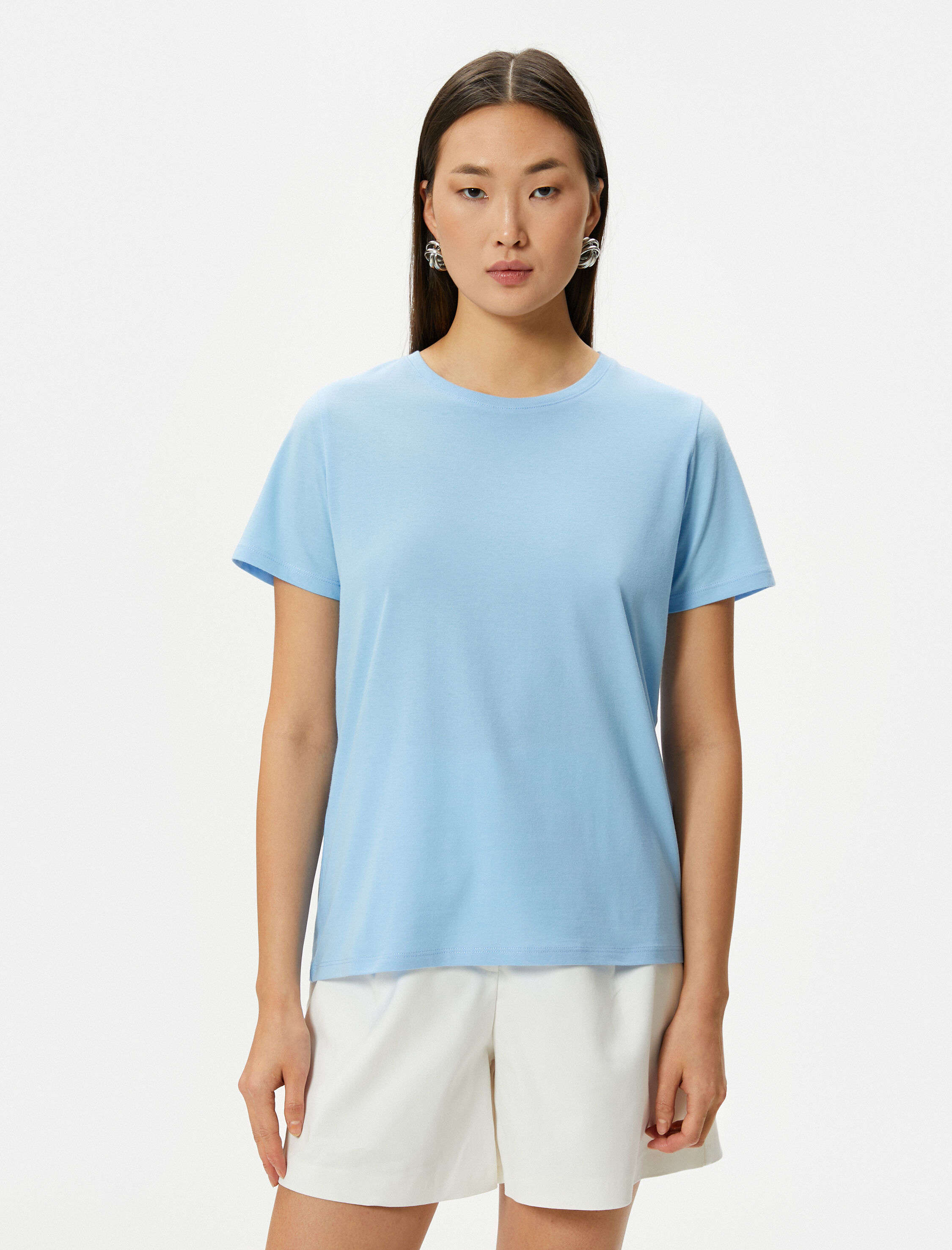   Basic Tişört Kısa Kollu Bisiklet Yaka Pamuklu