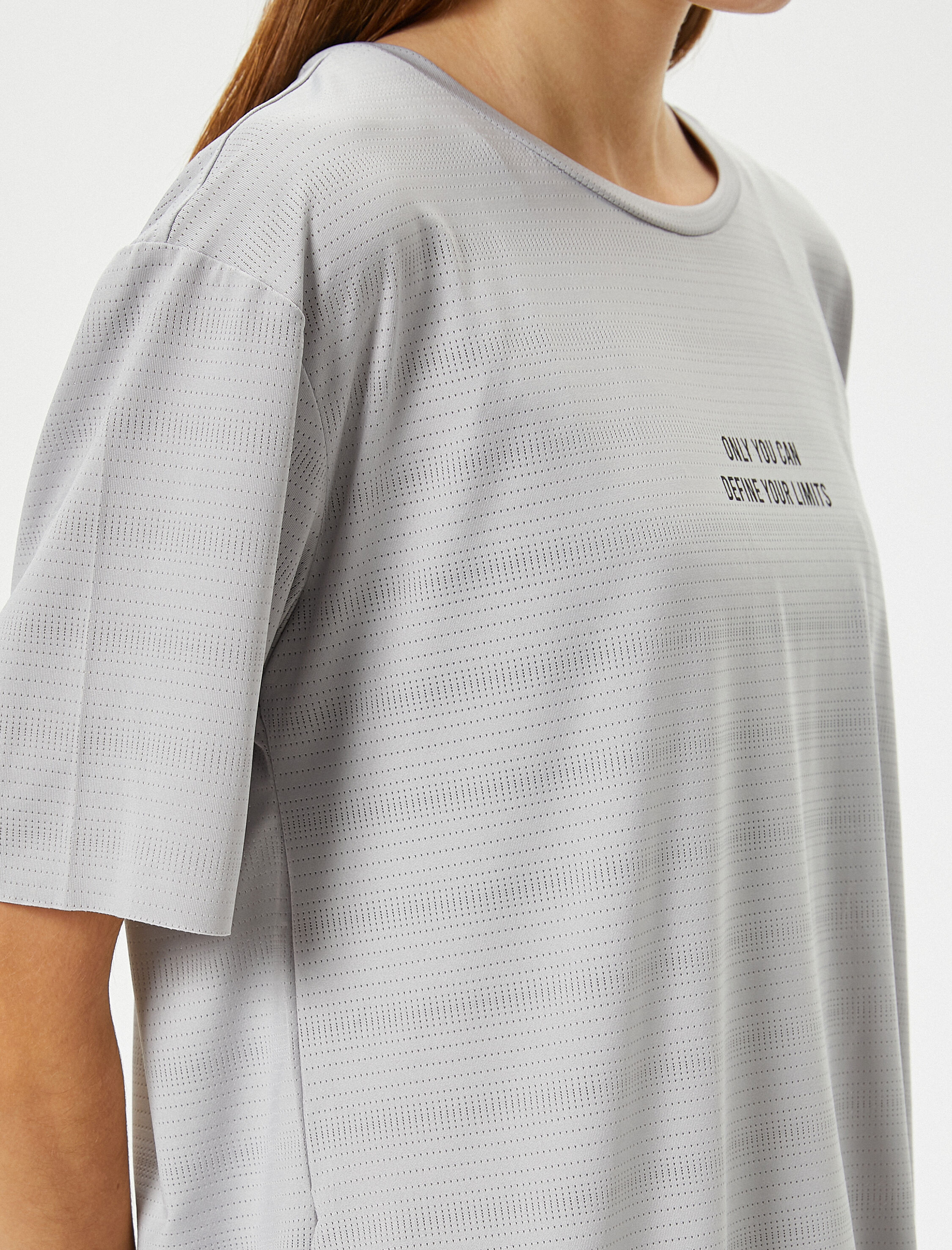   Spor Tişört Nefes Alabilir Dokulu Rahat Kalıp Kısa Kollu Bisiklet Yaka Baskılı