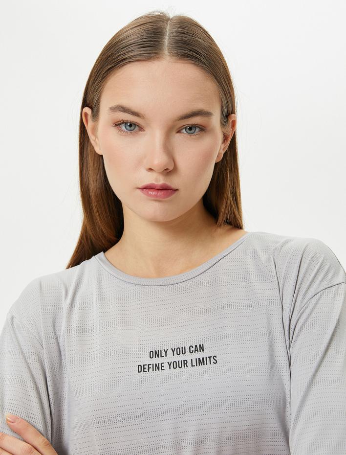  Spor Tişört Nefes Alabilir Dokulu Rahat Kalıp Kısa Kollu Bisiklet Yaka Baskılı