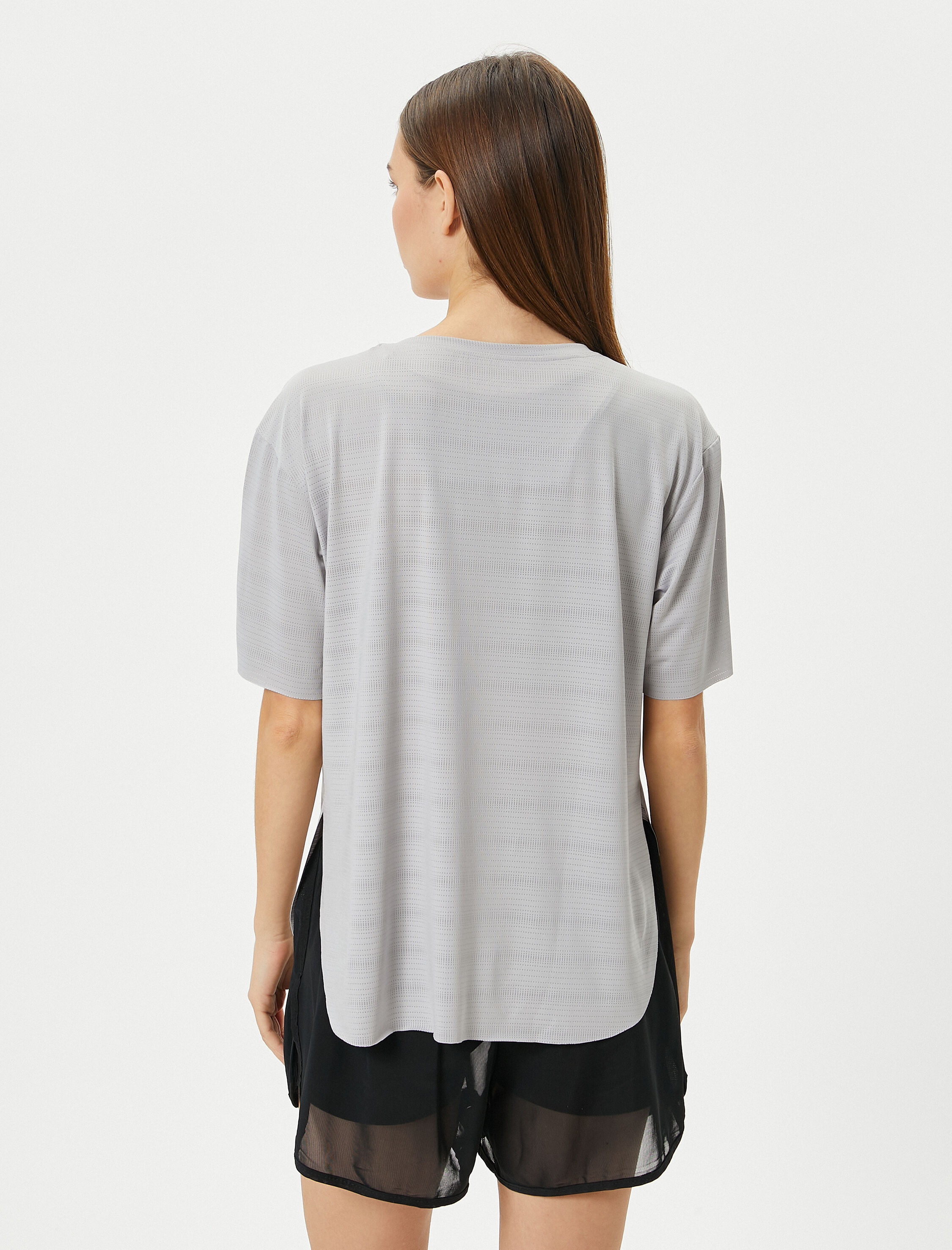   Spor Tişört Nefes Alabilir Dokulu Rahat Kalıp Kısa Kollu Bisiklet Yaka Baskılı