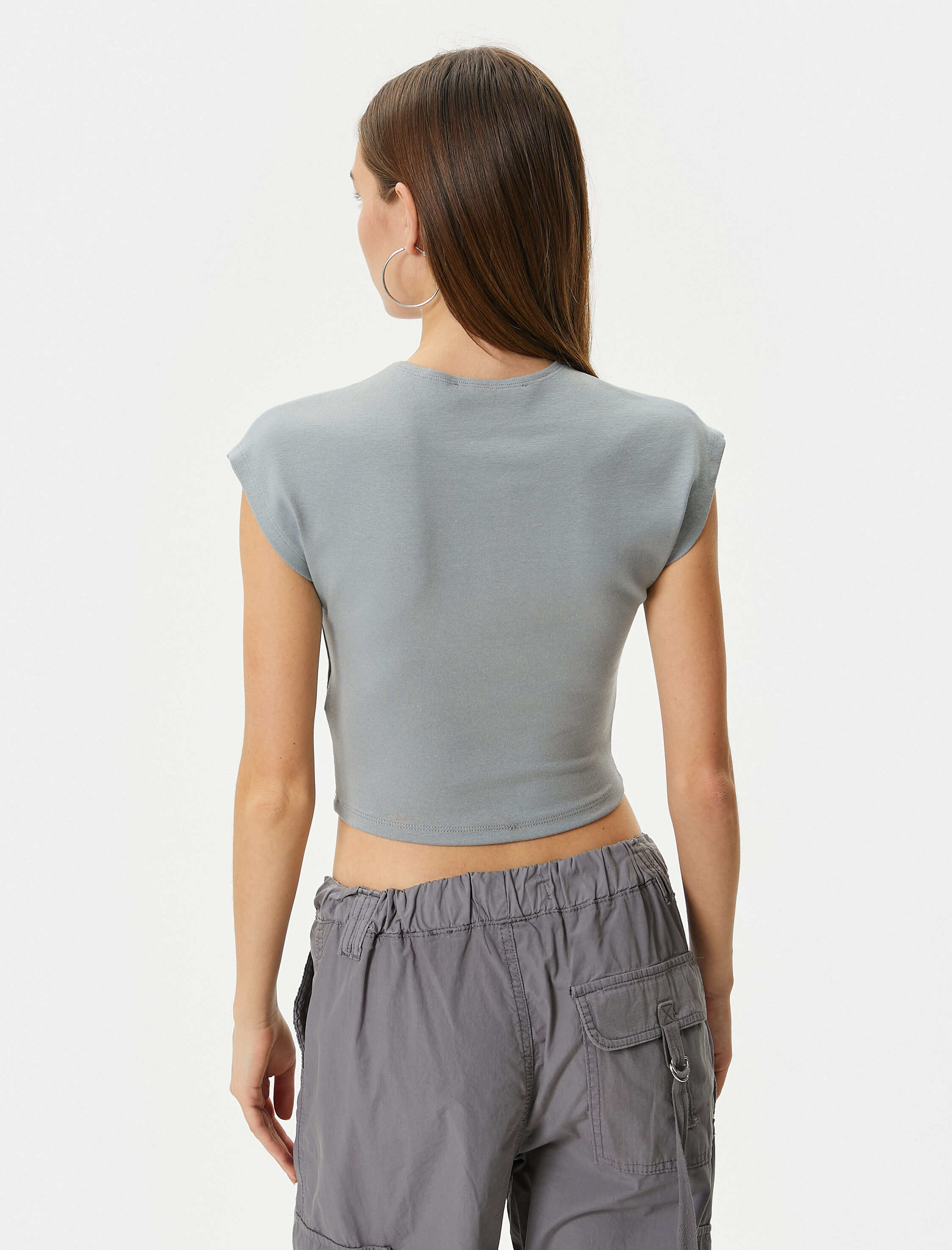   Basic Modal Tişört Slim Fit Ribanalı Kısa Kollu Bisiklet Yaka