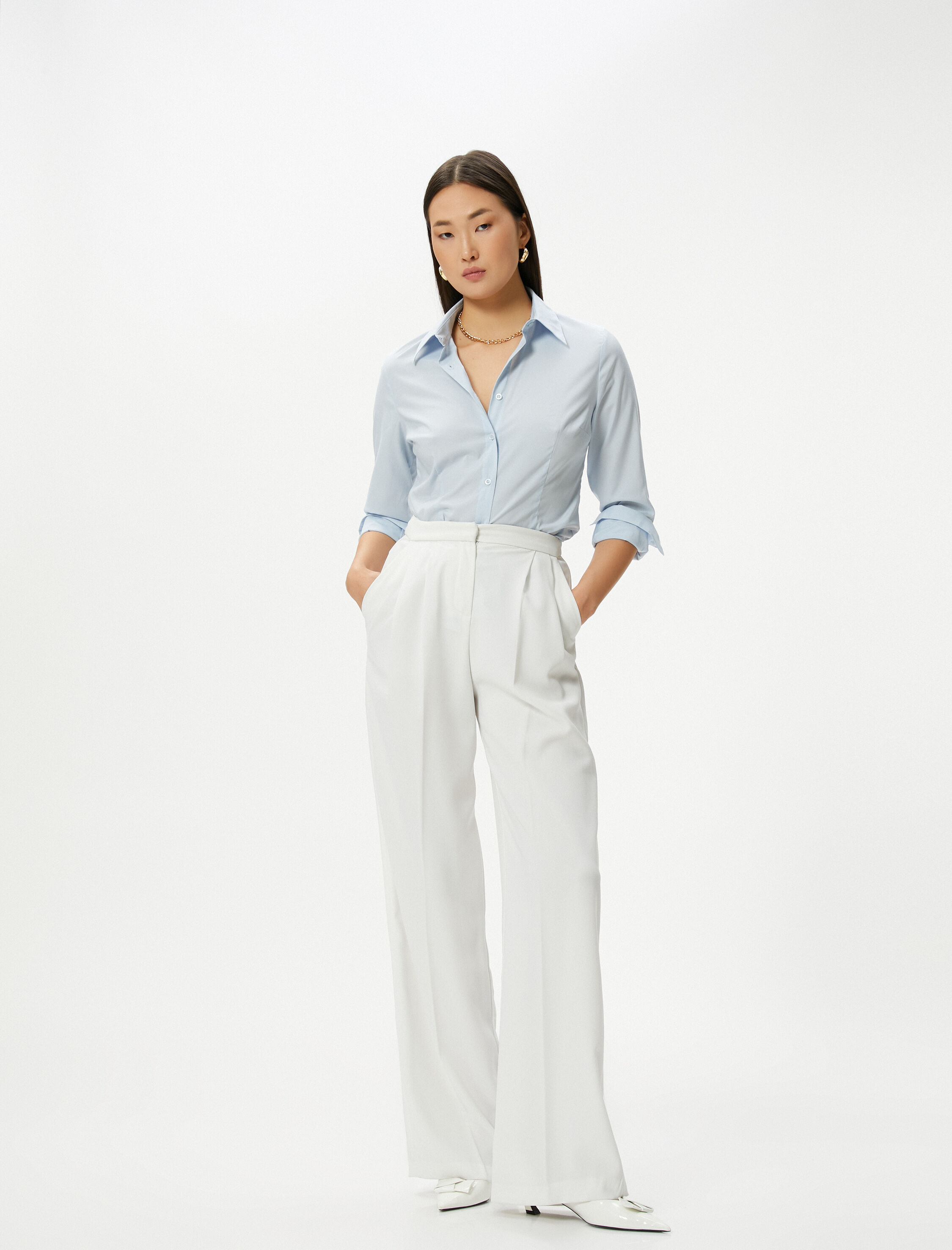   Slim Fit Gömlek Uzun Kollu Düğmeli Manşet Yaka