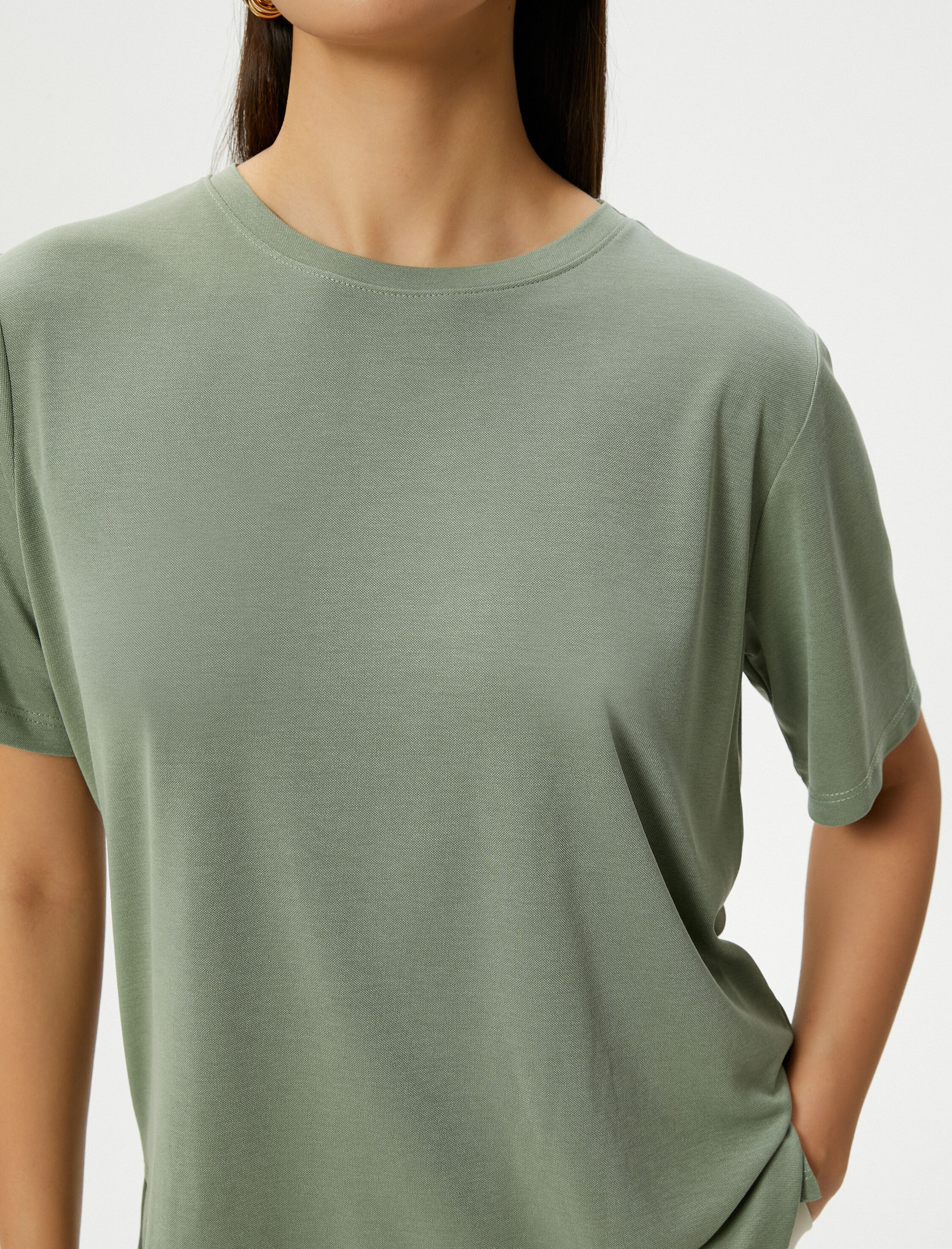   Basic Tişört Kısa Kollu Bisiklet Yaka Modal Karışımlı