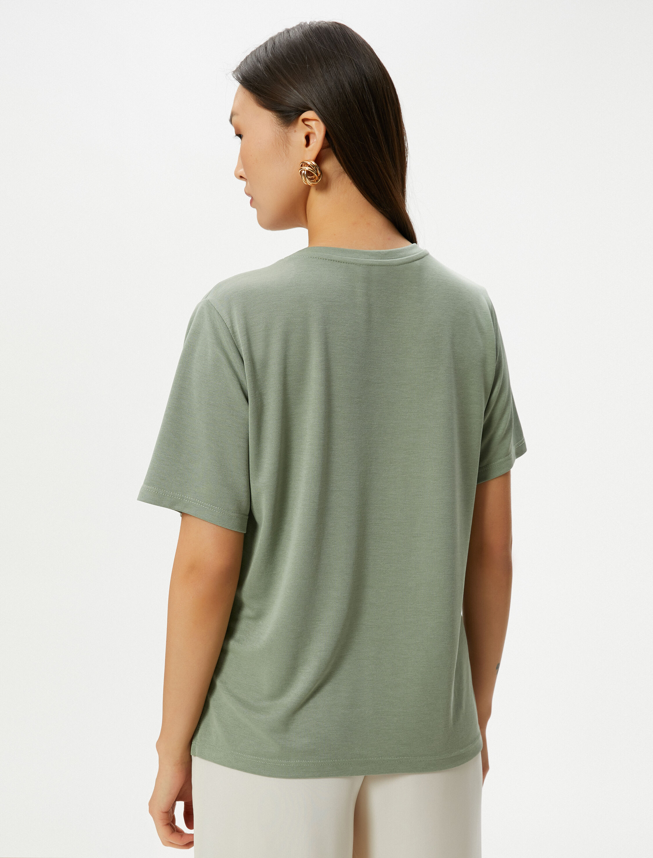   Basic Tişört Kısa Kollu Bisiklet Yaka Modal Karışımlı