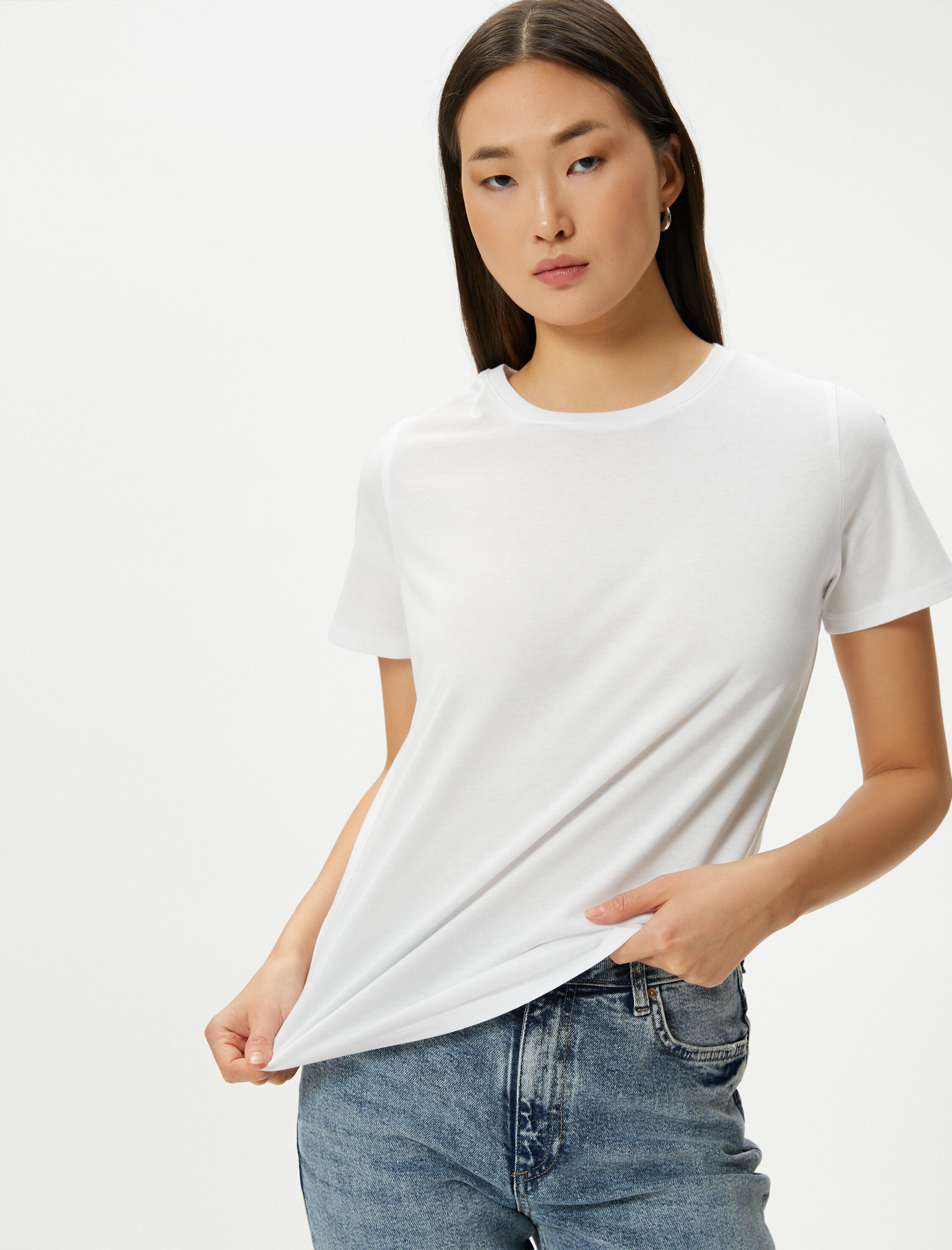   Basic Tişört Kısa Kollu Bisiklet Yaka Pamuklu