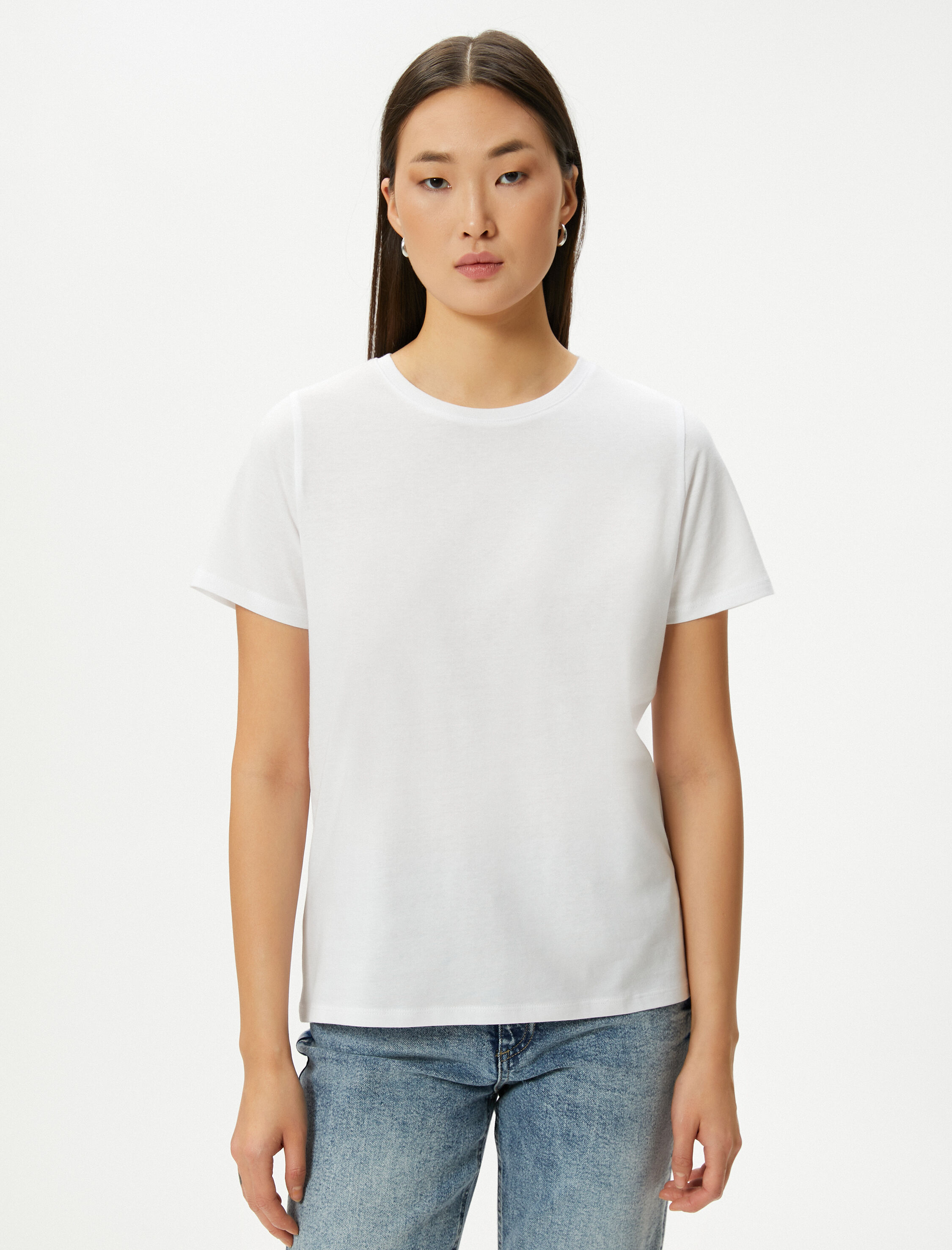   Basic Tişört Kısa Kollu Bisiklet Yaka Pamuklu