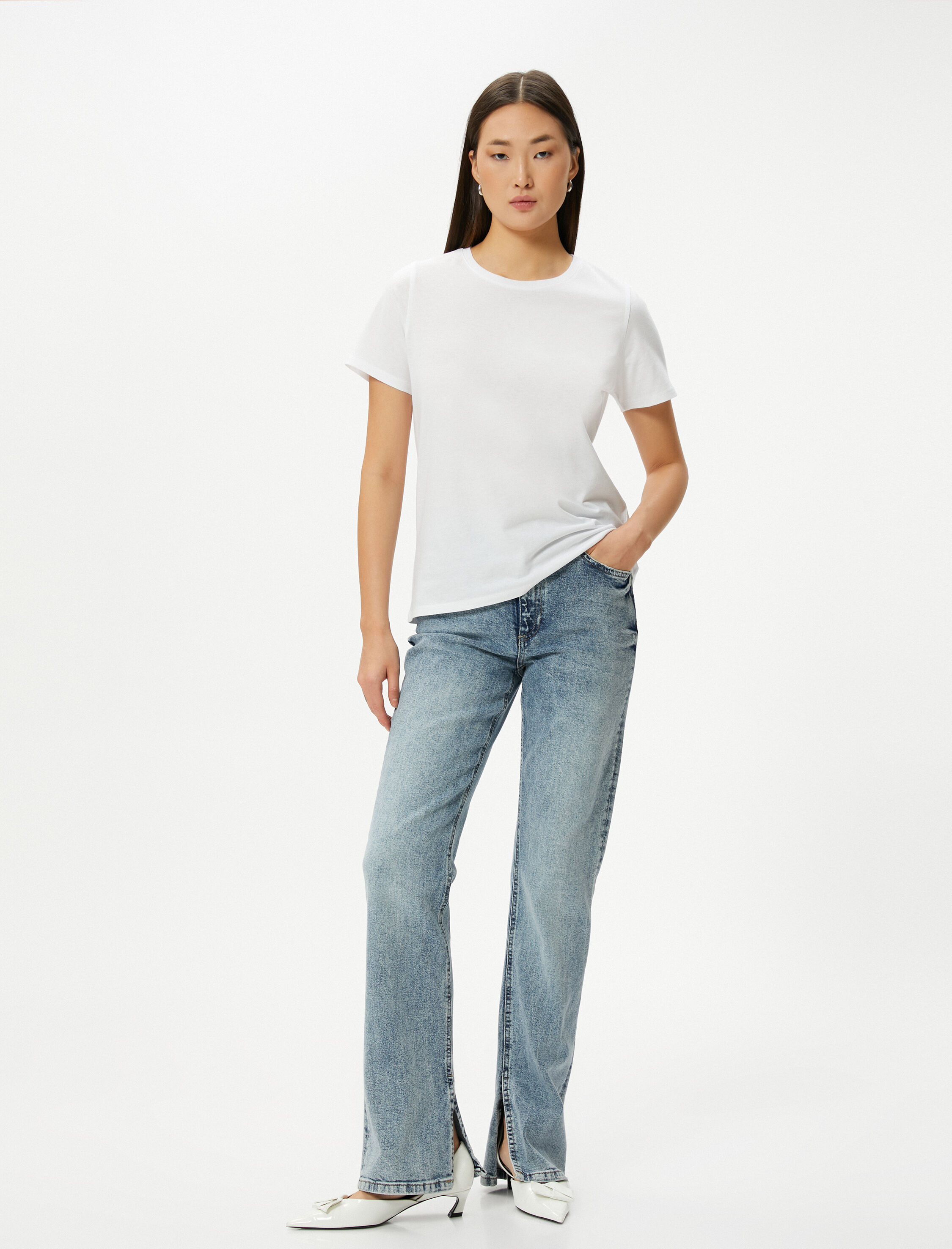   Basic Tişört Kısa Kollu Bisiklet Yaka Pamuklu