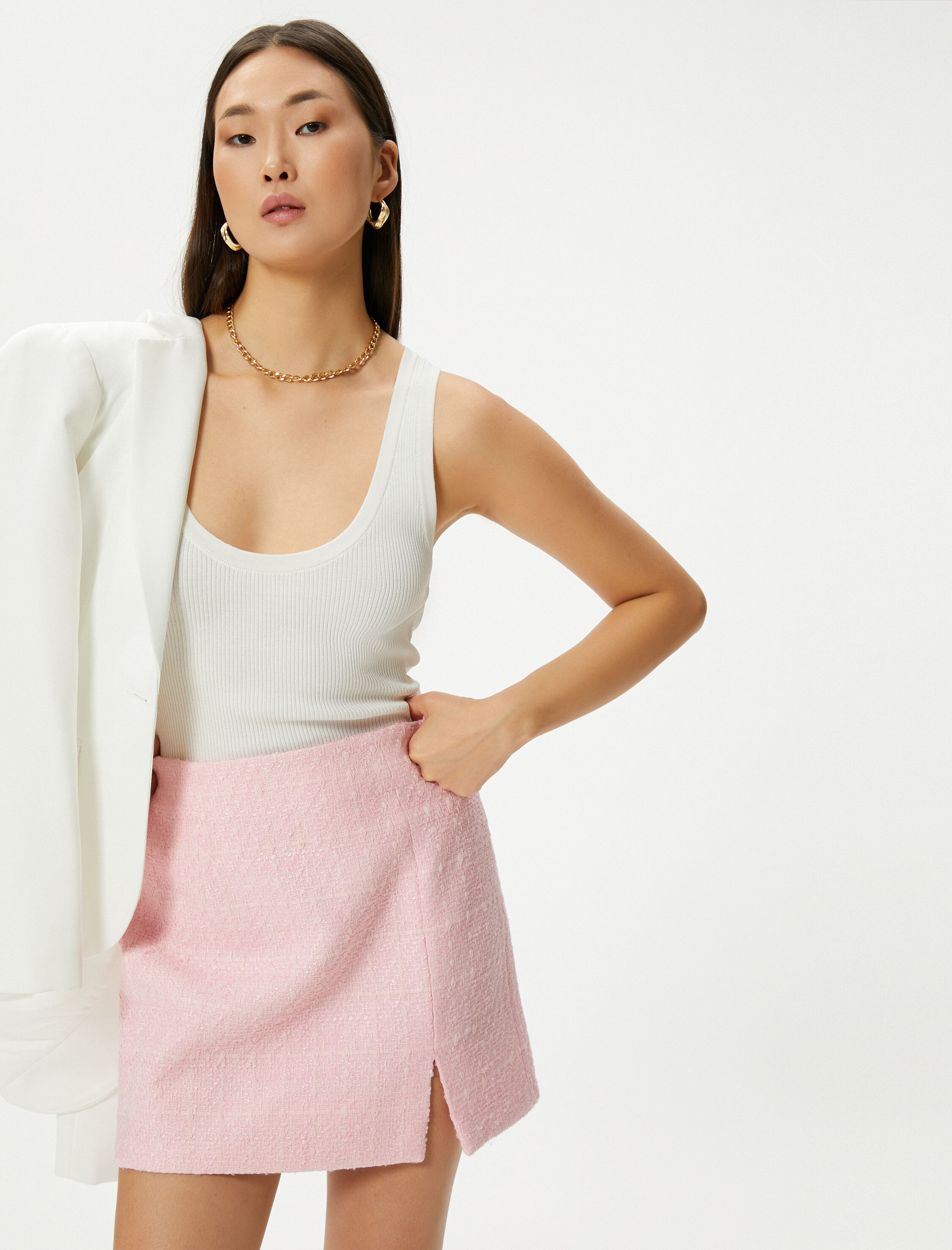   Mini Tüvit Etek Yırtmaçlı Normal Bel