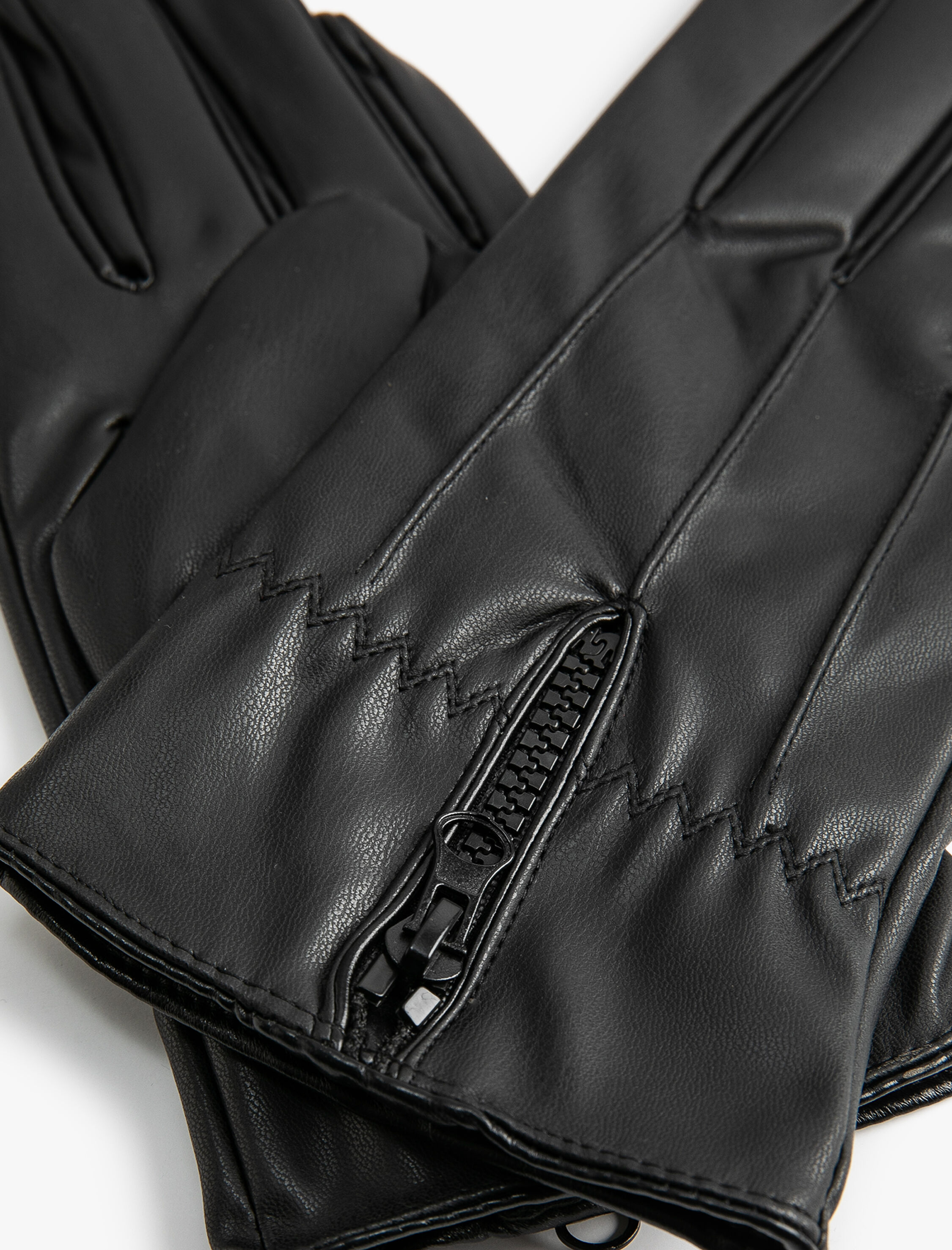  Erkek Eldiven Deri Görünümlü Fermuar Detaylı