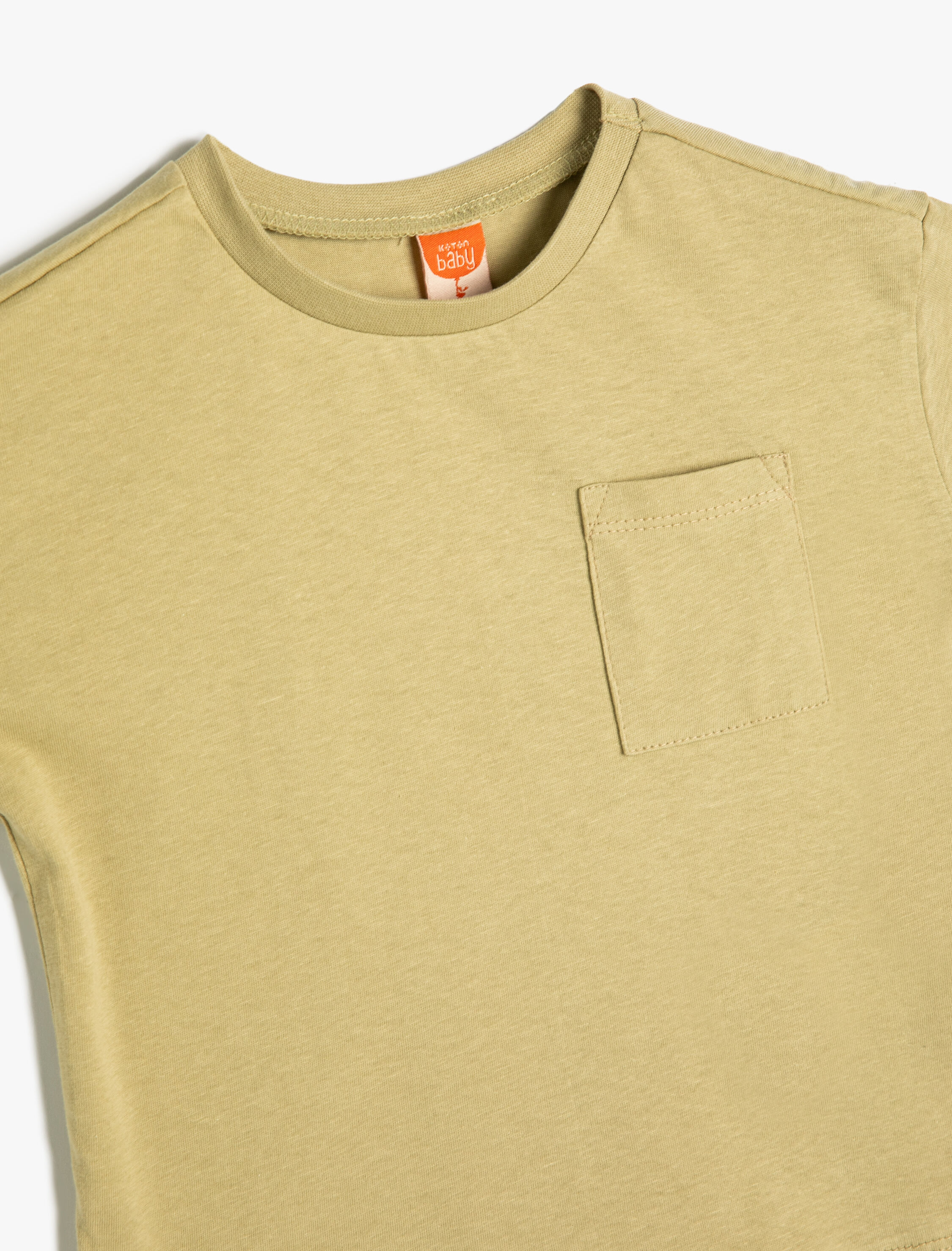 Erkek Bebek Basic Tişört Kısa Kollu Cep Detaylı Pamuklu