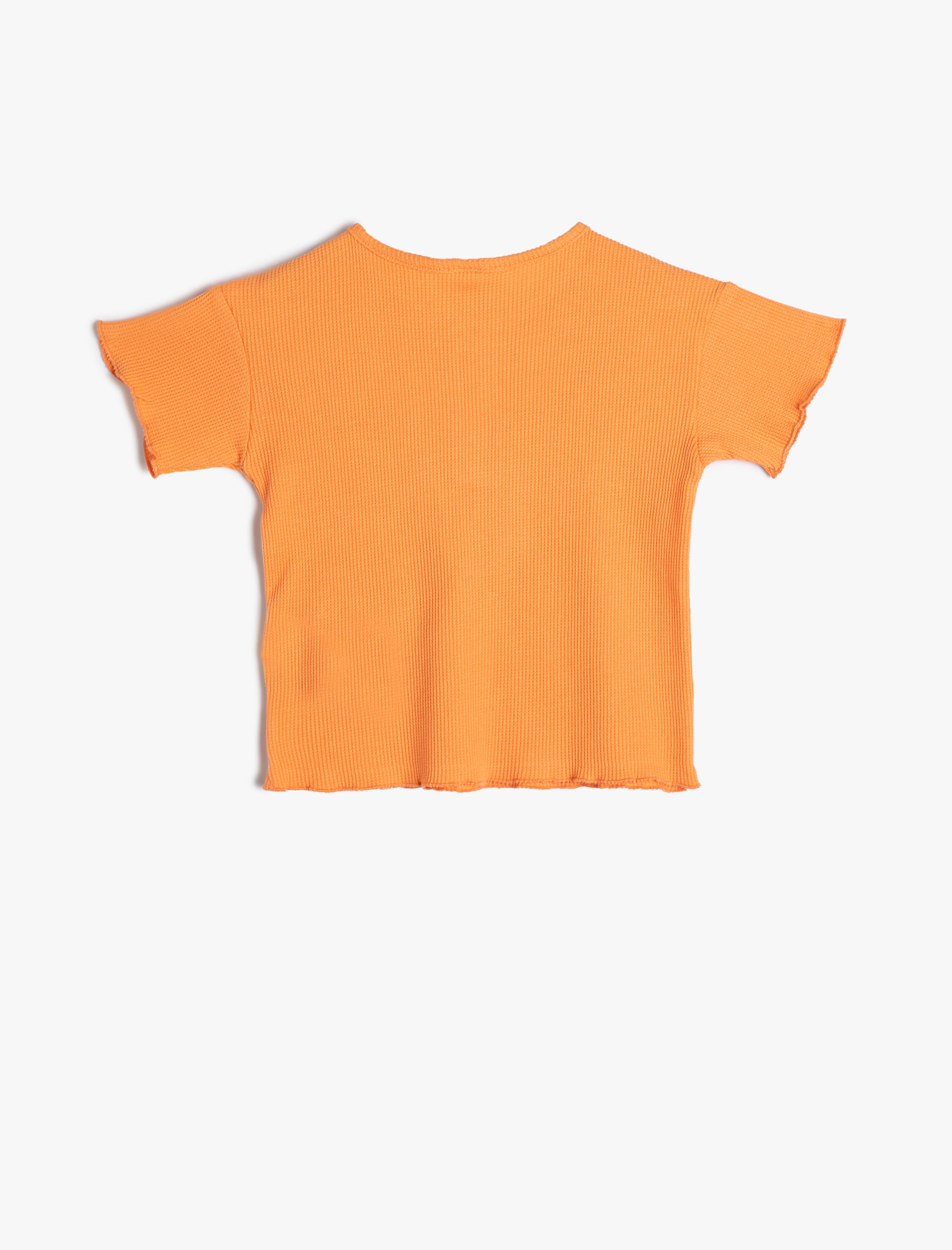  Kız Bebek Tişört Çıtçıt Düğme Detaylı Yuvarlak Yaka Kısa Kollu