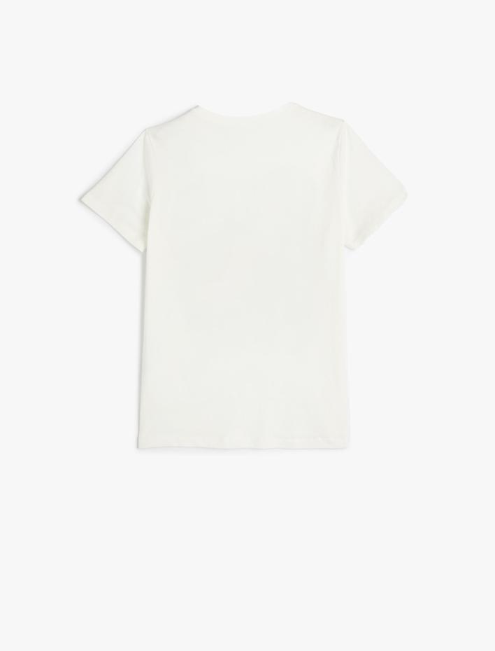 Erkek Çocuk Tişört Palmiye Baskılı Kısa Kollu Bisiklet Yaka Pamuklu