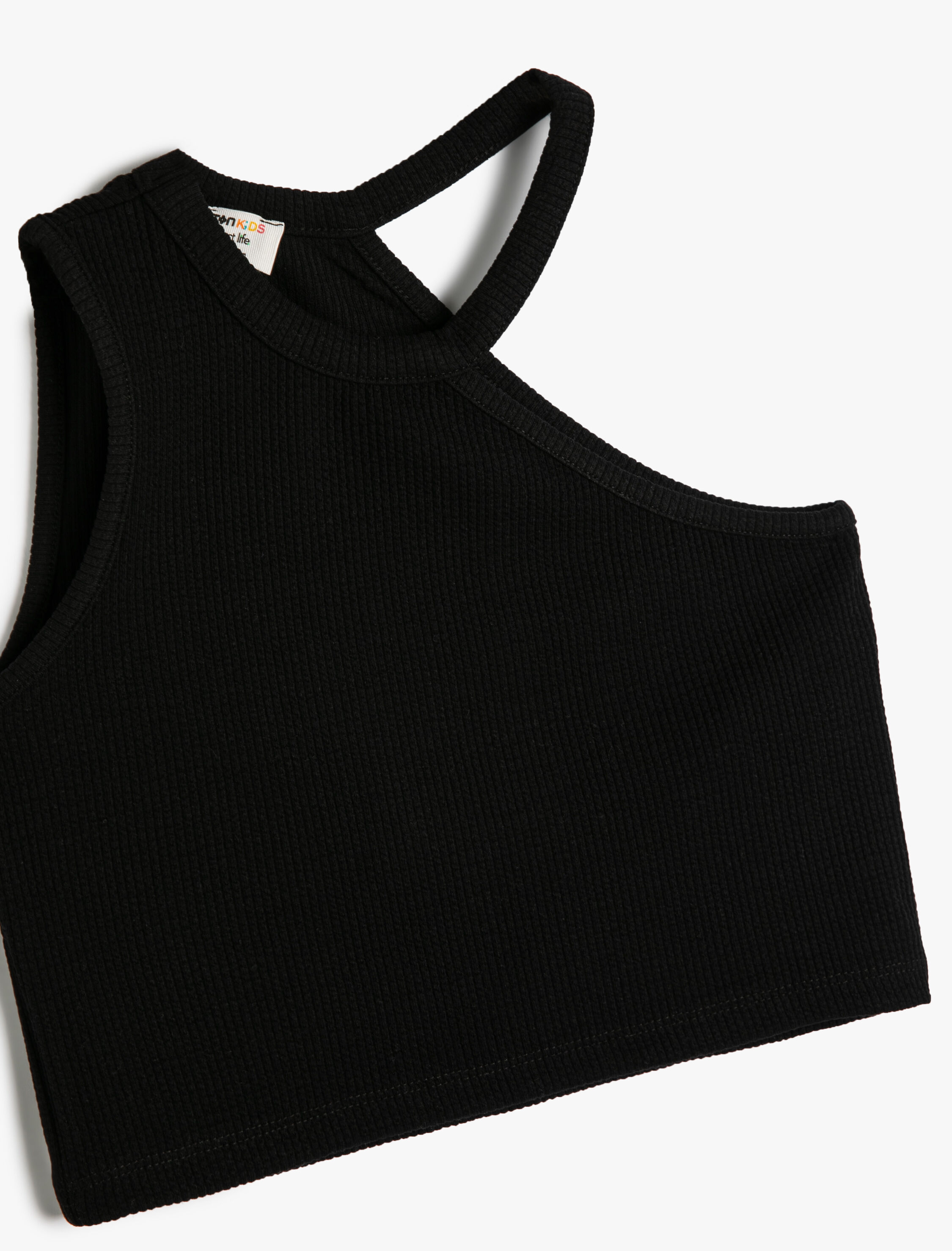 Kız Çocuk Crop Atlet Tek Omuz Yuvarlak Yaka Ribanalı