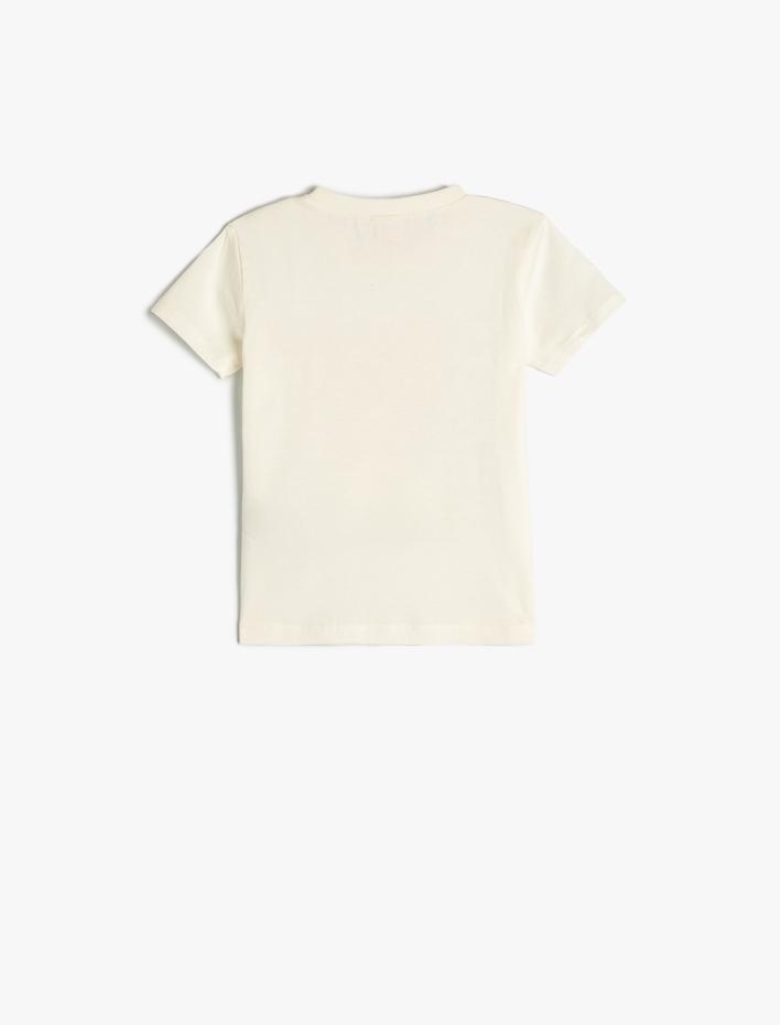 Kız Bebek Tişört Kısa Kollu Bisiklet Yaka Anime Baskılı Pamuklu