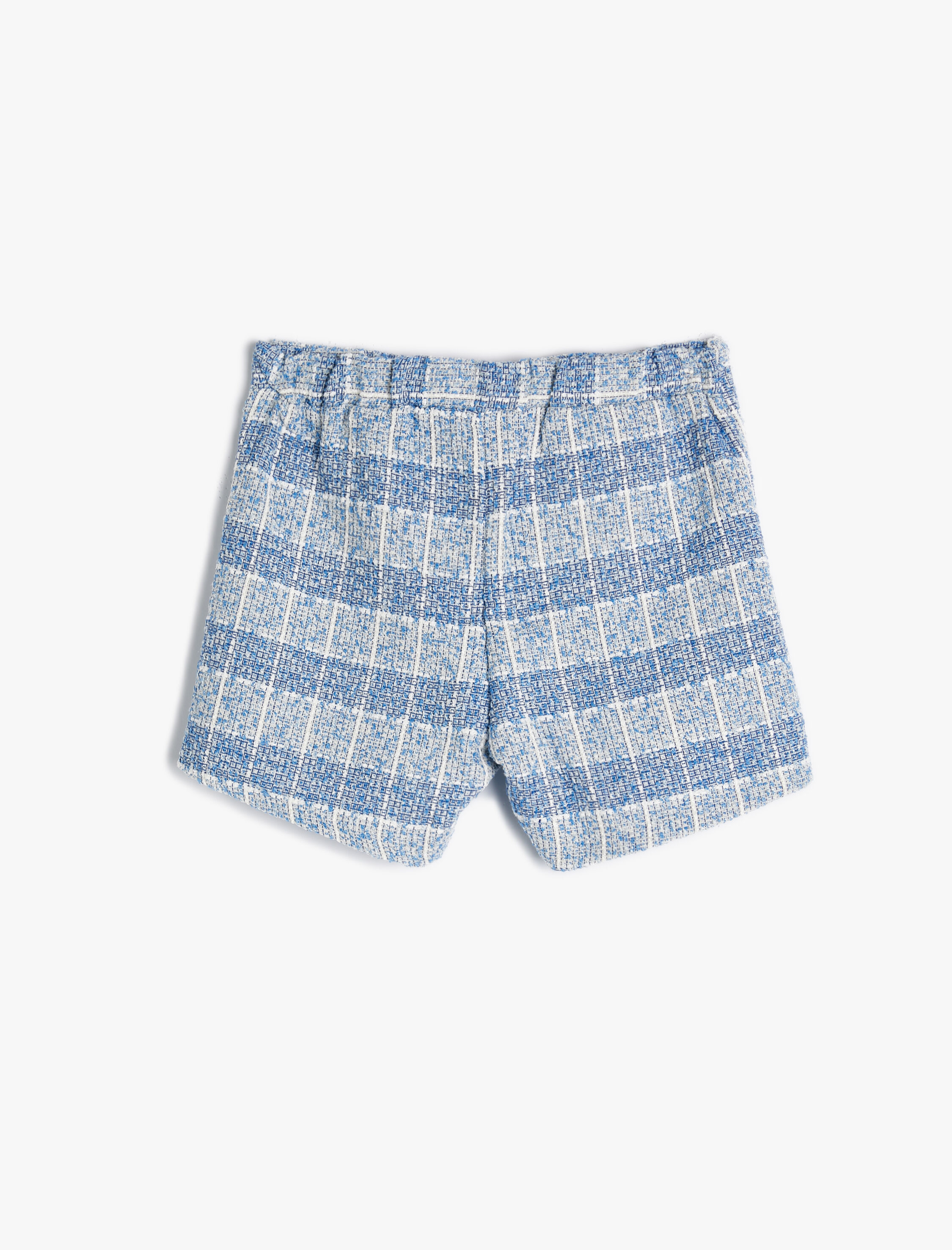  Kız Çocuk Tüvit Şort İnci Düğme Detaylı Beli Lastikli