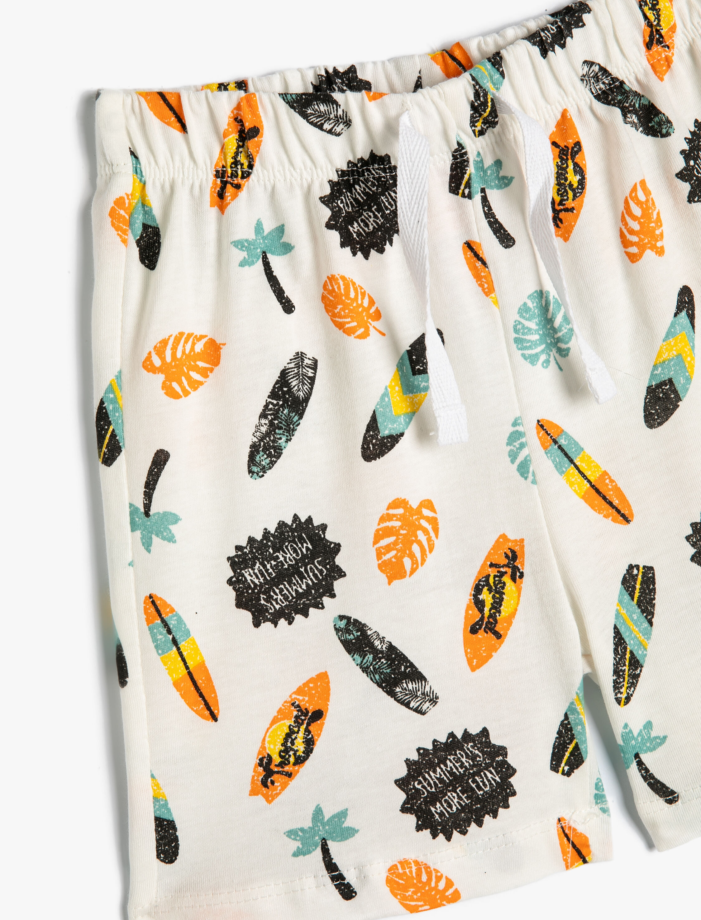  Erkek Bebek Sörf Baskılı Şort Beli Bağlamalı Pamuklu