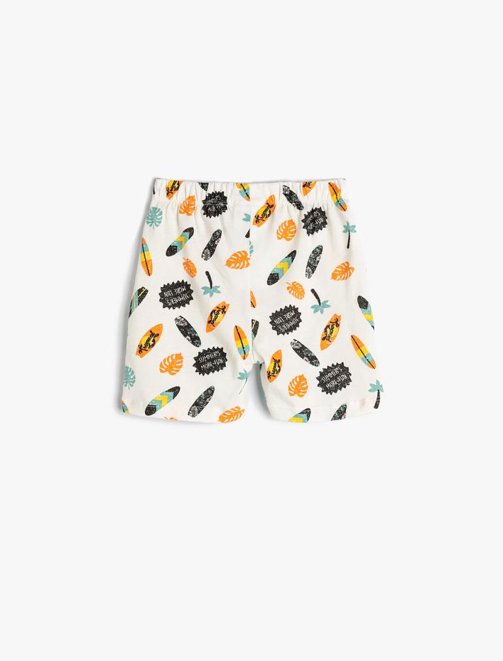 Erkek Bebek Sörf Baskılı Şort Beli Bağlamalı Pamuklu