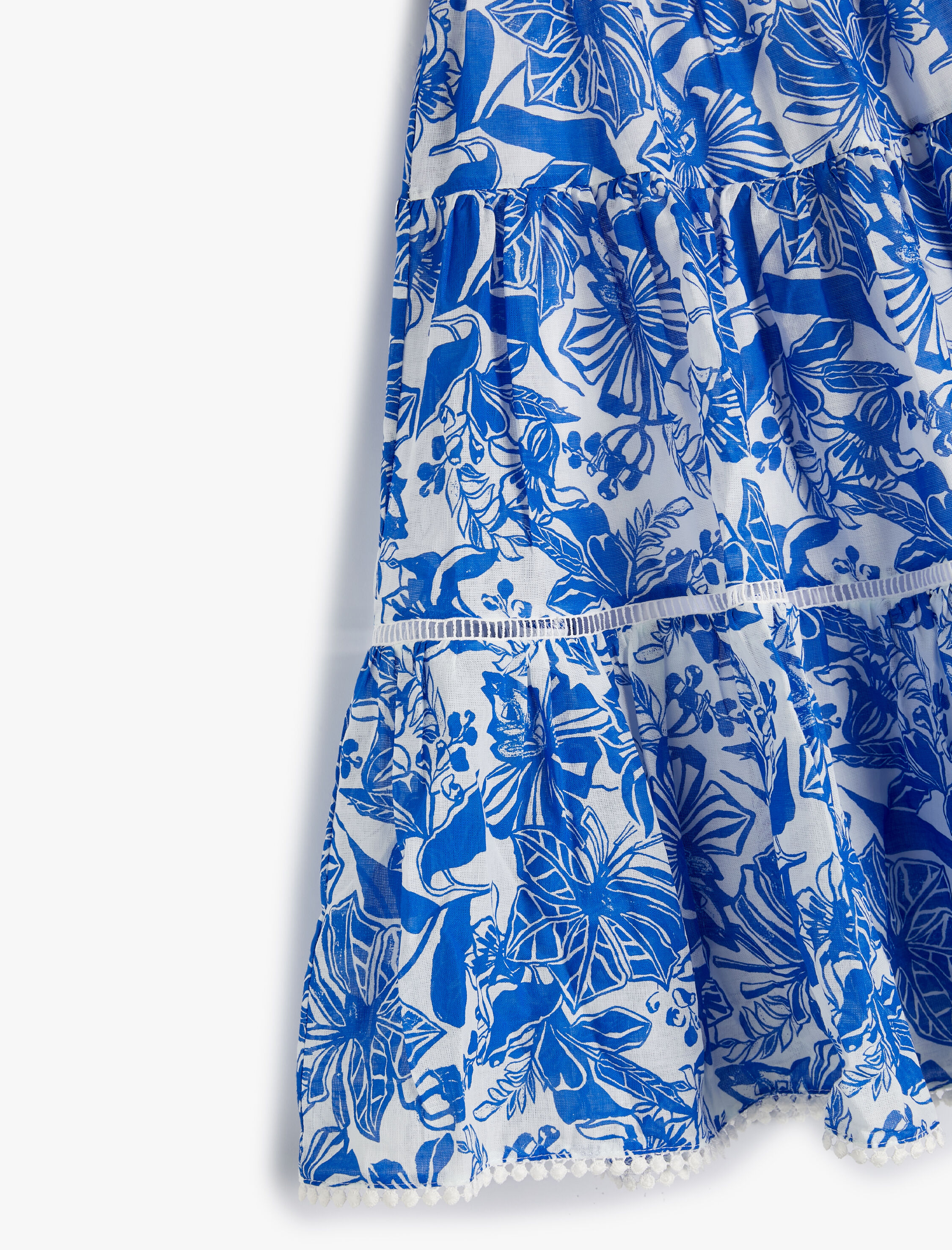  Kız Çocuk Etek Pliseli Çiçek Desenli Beli Lastikli