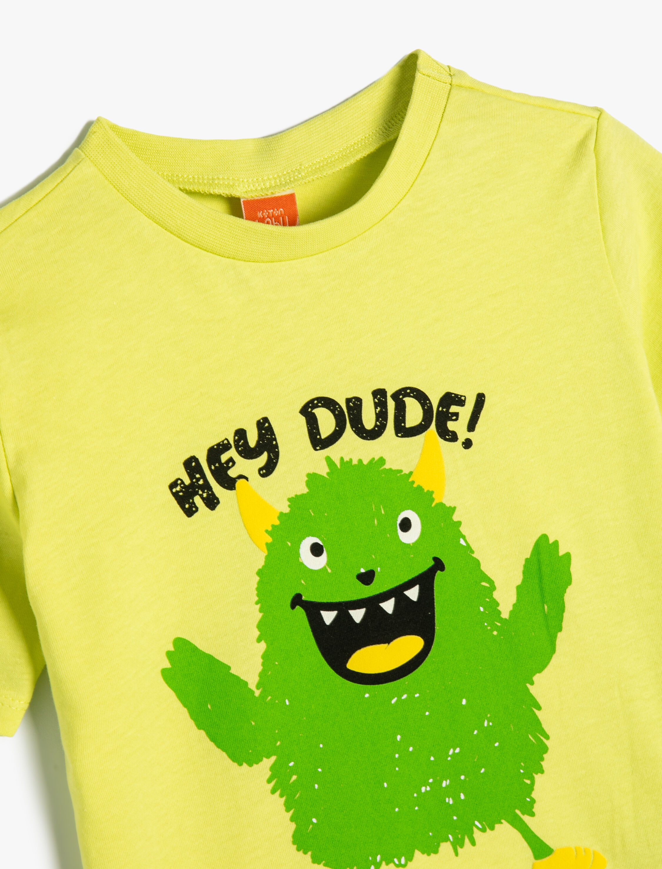  Erkek Bebek Canavar Baskılı Tişört Kısa Kollu Bisiklet Yaka Pamuklu