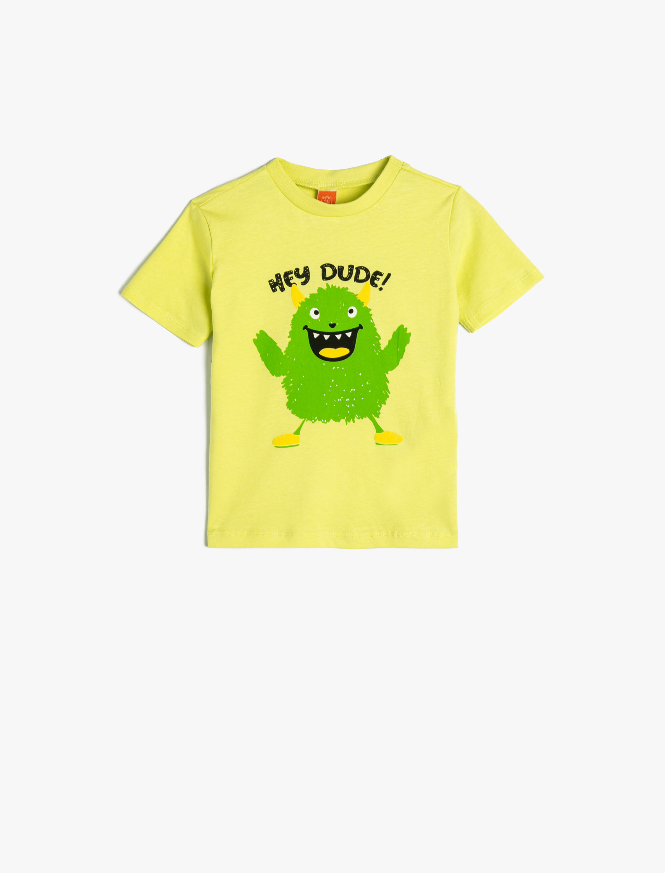  Erkek Bebek Canavar Baskılı Tişört Kısa Kollu Bisiklet Yaka Pamuklu