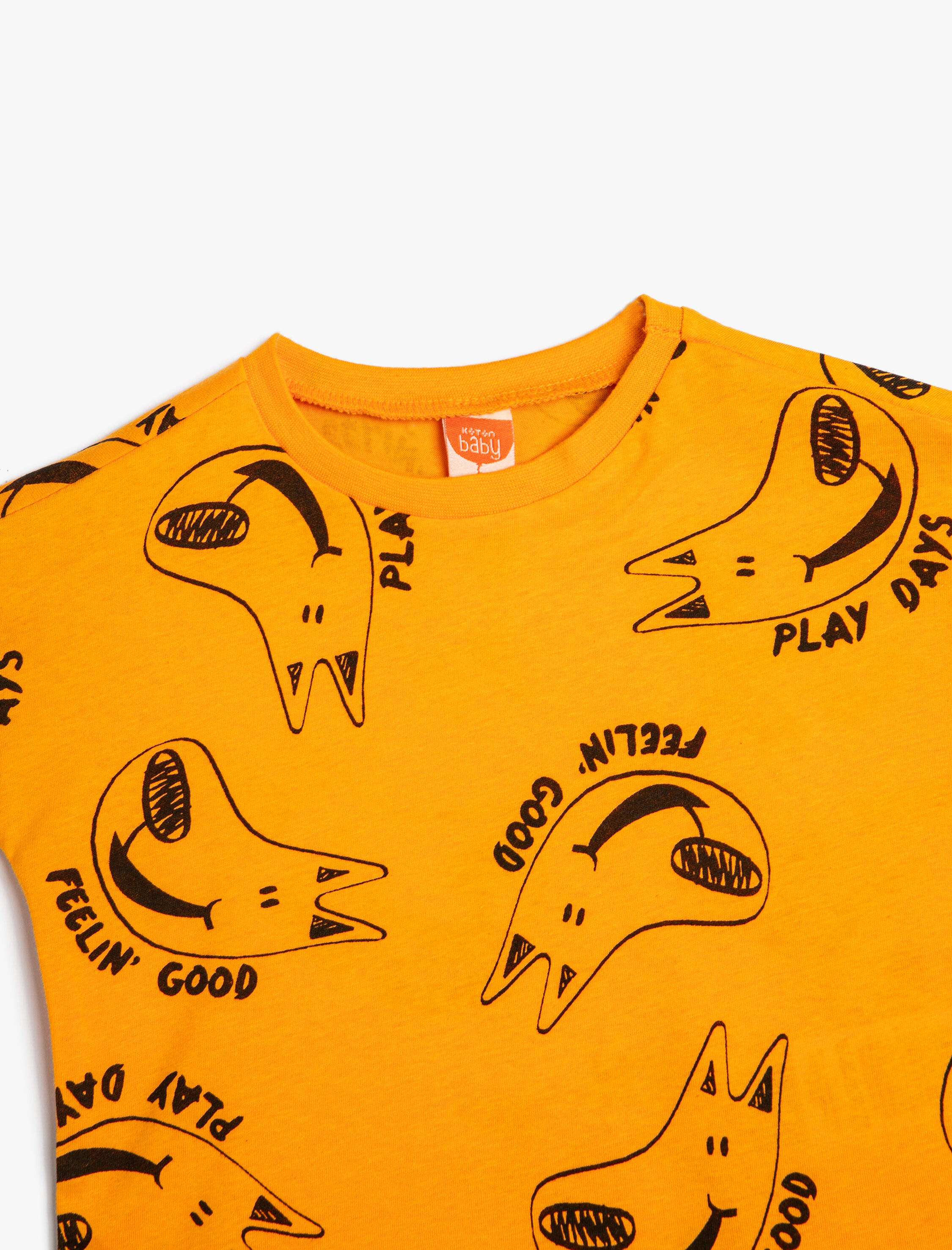  Erkek Bebek Tişört Bisiklet Yaka Kısa Kollu Köpek Baskılı Pamuklu