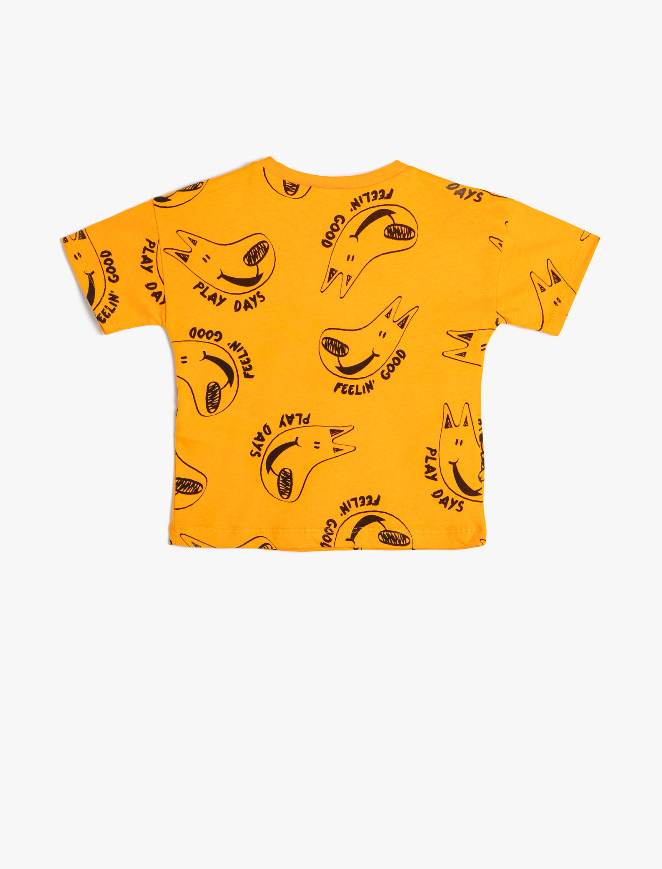  Erkek Bebek Tişört Bisiklet Yaka Kısa Kollu Köpek Baskılı Pamuklu