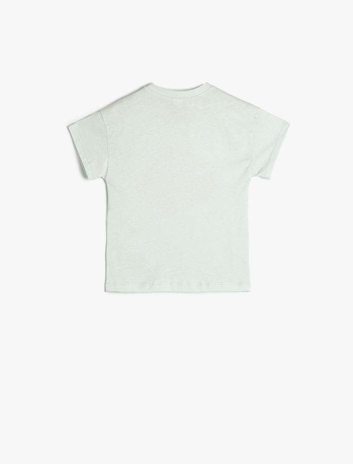 Kız Bebek Tişört Marin Temalı Baskılı Kısa Kollu Bisiklet Yaka